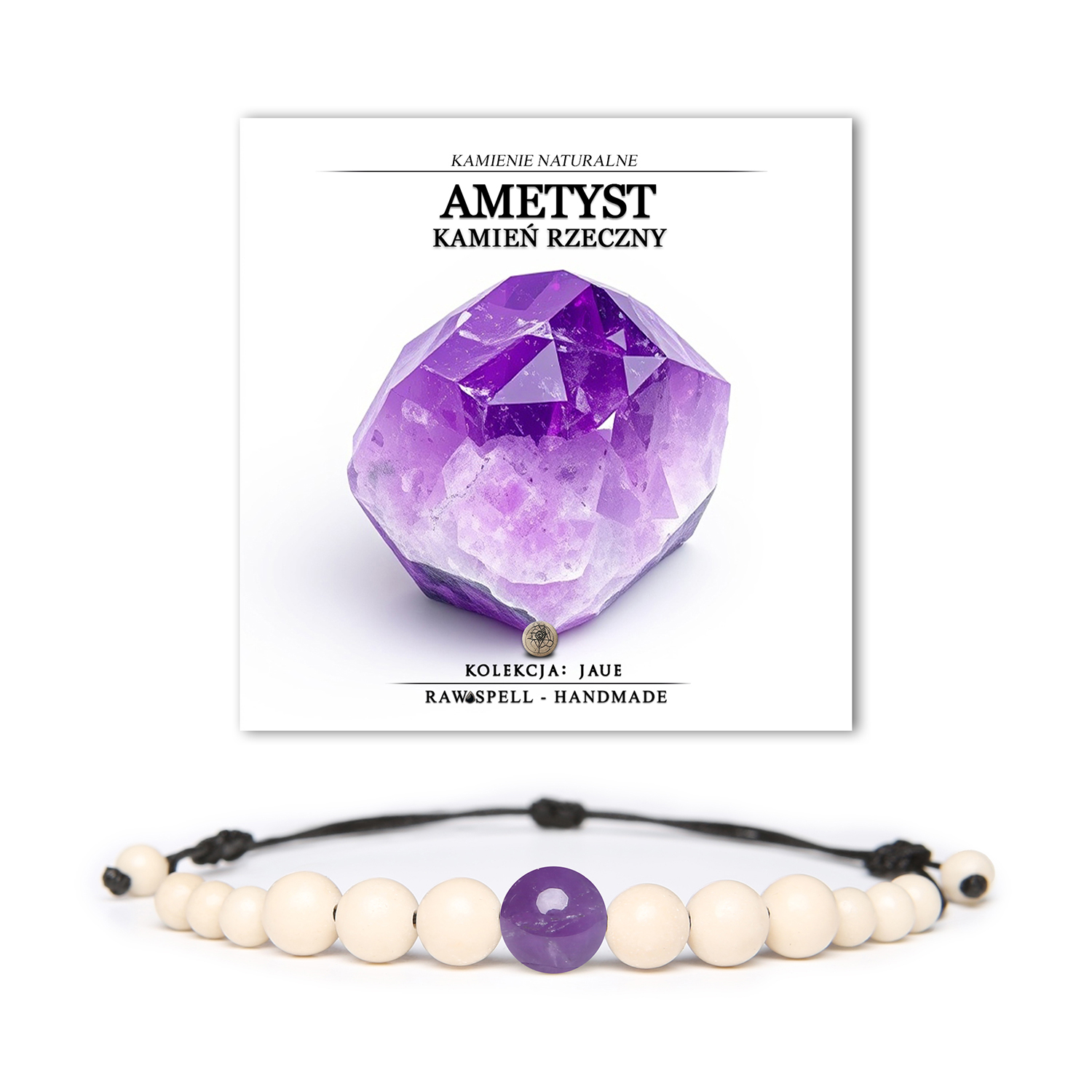 Stylowa bransoletka Jaue z ametystem i kamieniem rzecznym, idealna dla kobiet i mężczyzn.