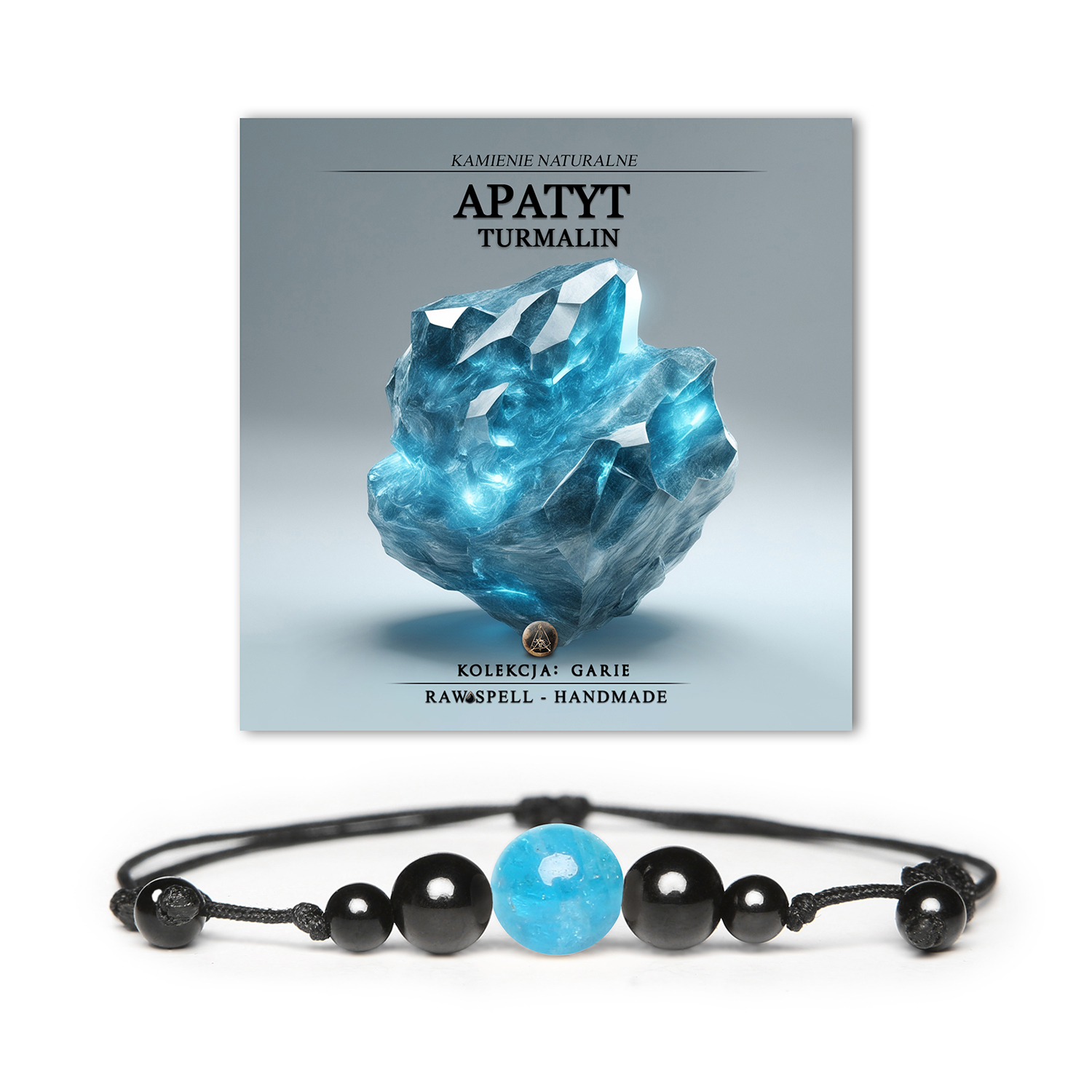 Stylowa bransoletka Garie z naturalnymi kamieniami - apatyt i turmalin, idealna zarówno dla kobiet, jak i mężczyzn.
