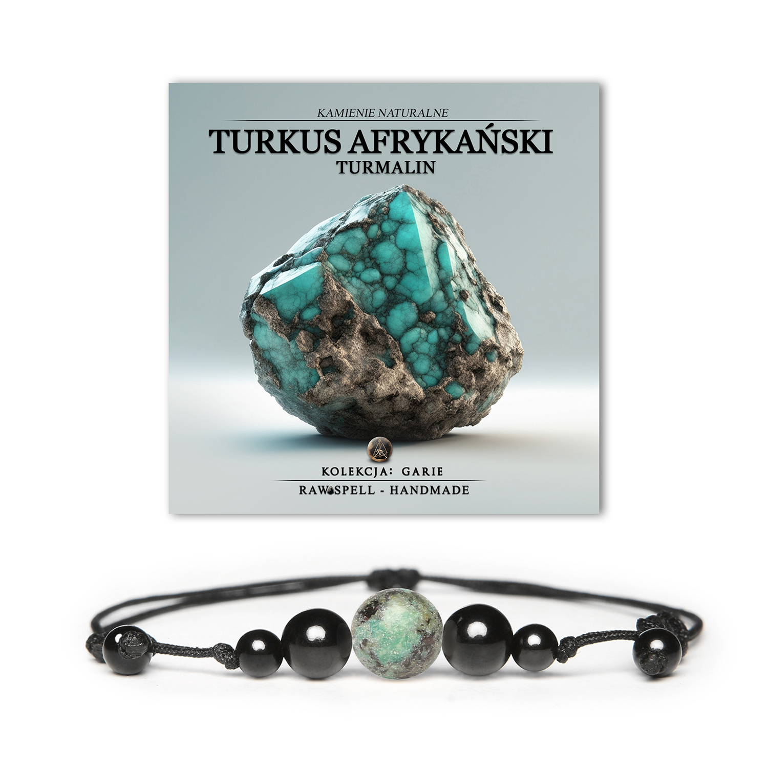 Stylowa bransoletka Garie z turkusu afrykańskiego i turmalinu, idealna zarówno dla kobiet, jak i mężczyzn.