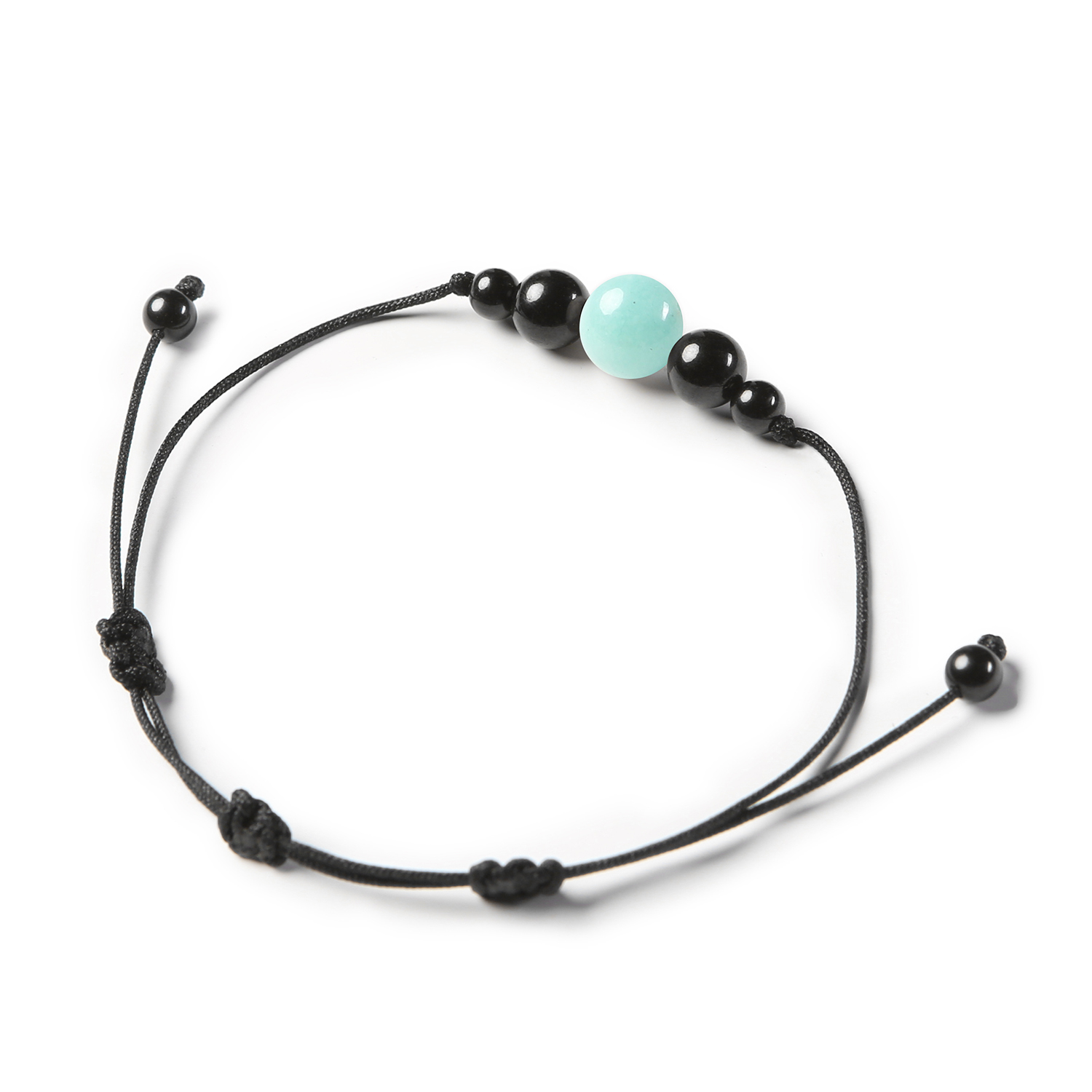 Bransoletka z kolekcji Garie z naturalnym jasnym amazonitem i turmalinem, dostępna w wersji damskiej i męskiej.