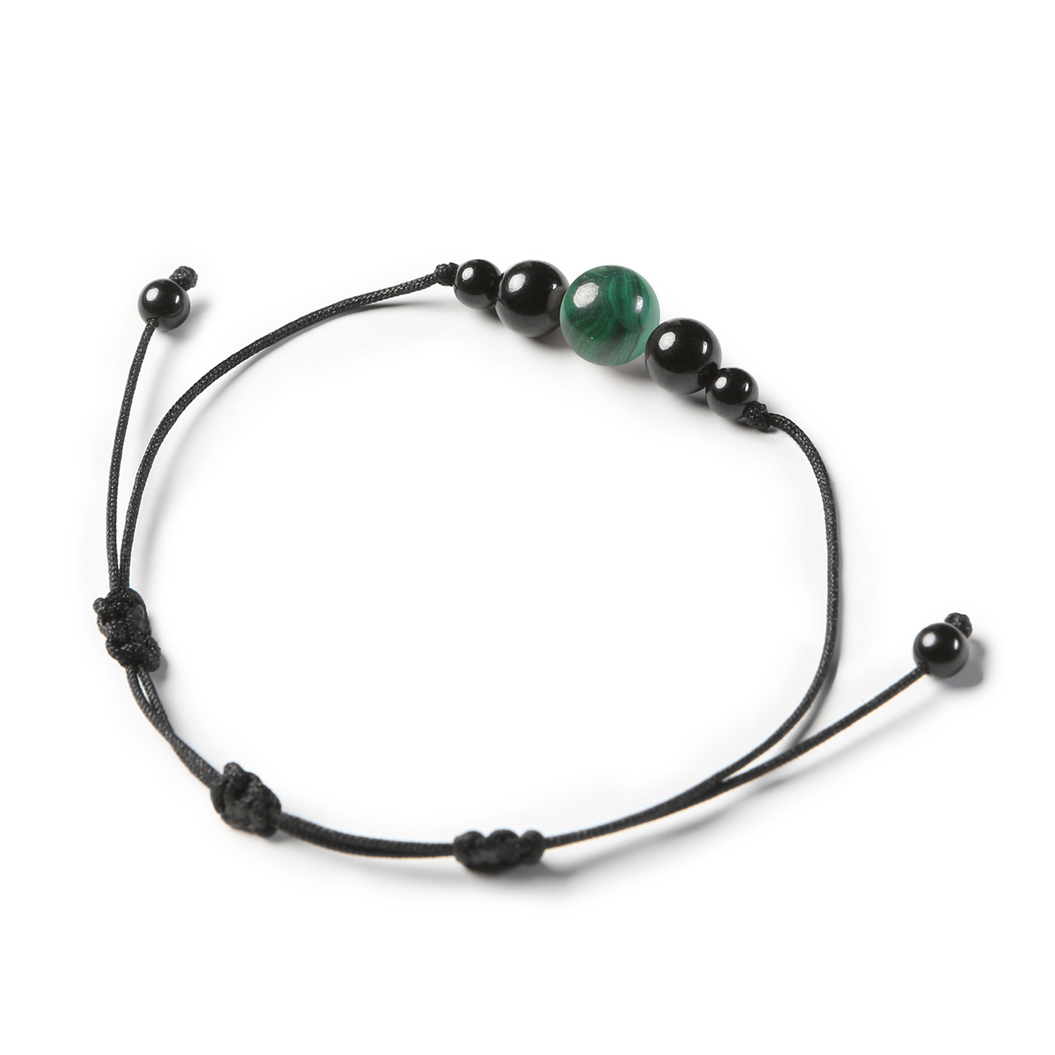 Bransoletka Garie z naturalnymi kamieniami: malachit i turmalin, idealna dla kobiet i mężczyzn.