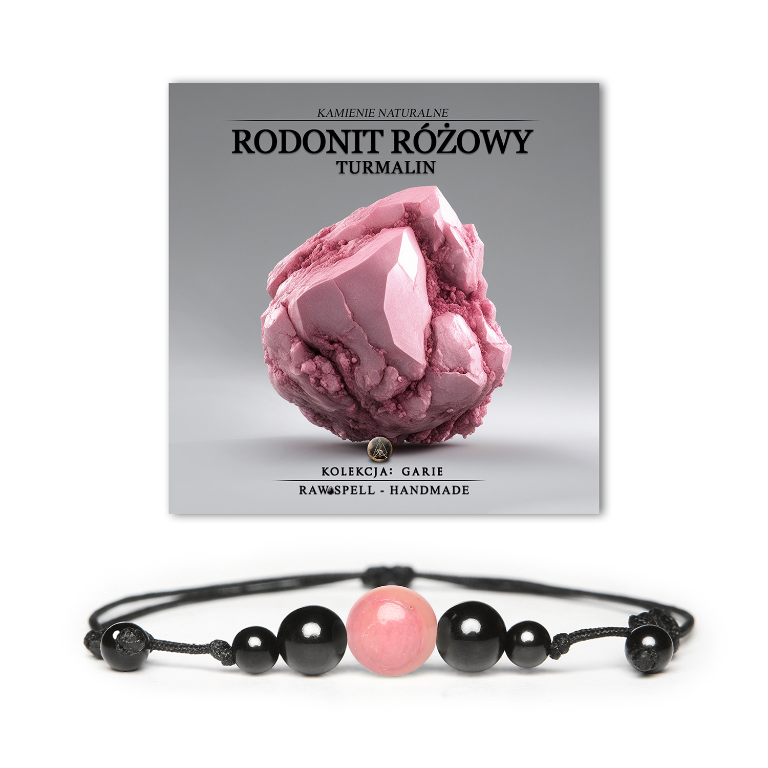 Stylowa bransoletka Garie z różowym rodonitem i turmalinem, idealna dla kobiet i mężczyzn, wykonana z kamieni naturalnych.