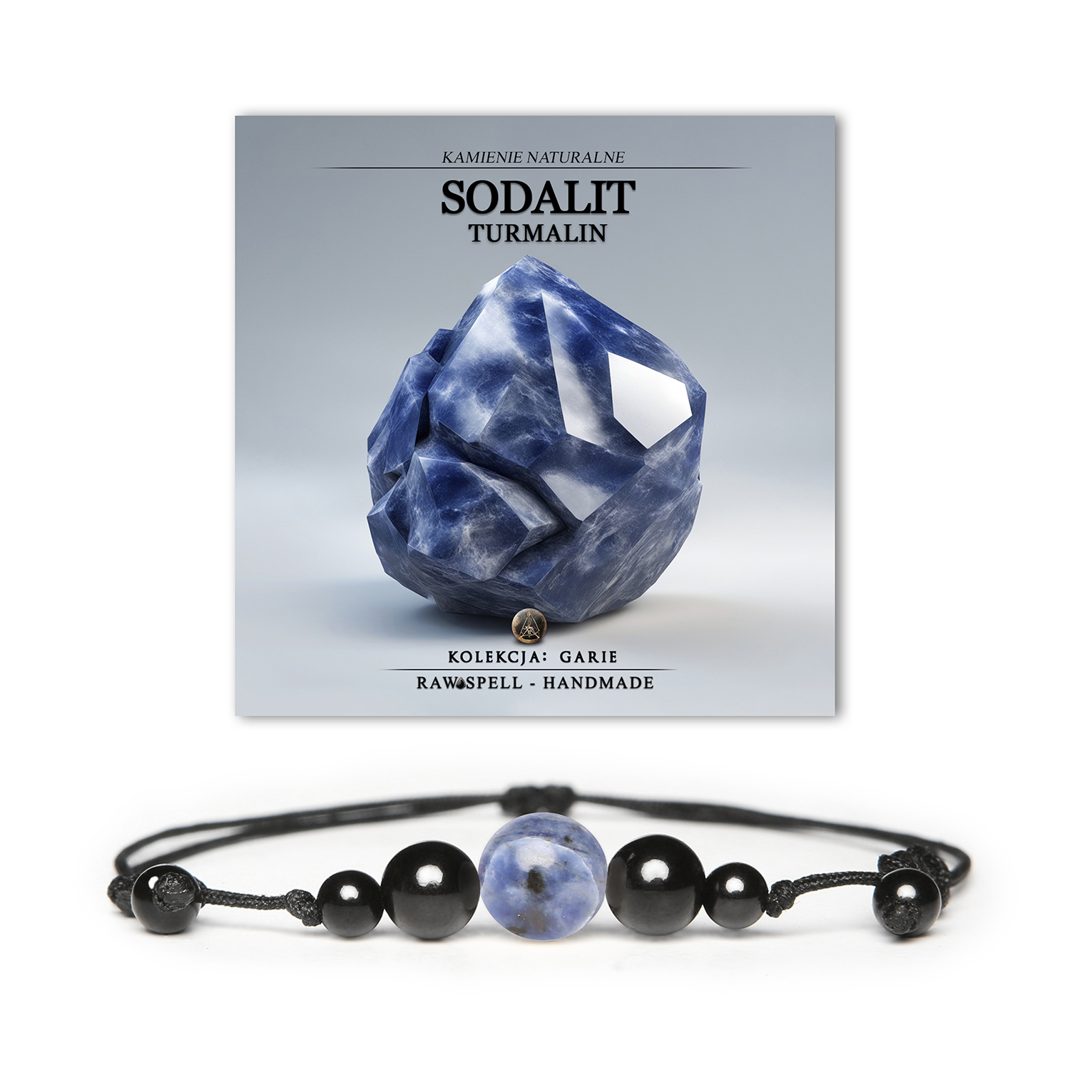 Elegancka bransoletka Garie z sodalitem i turmalinem, stworzona dla kobiet i mężczyzn, z naturalnych kamieni.