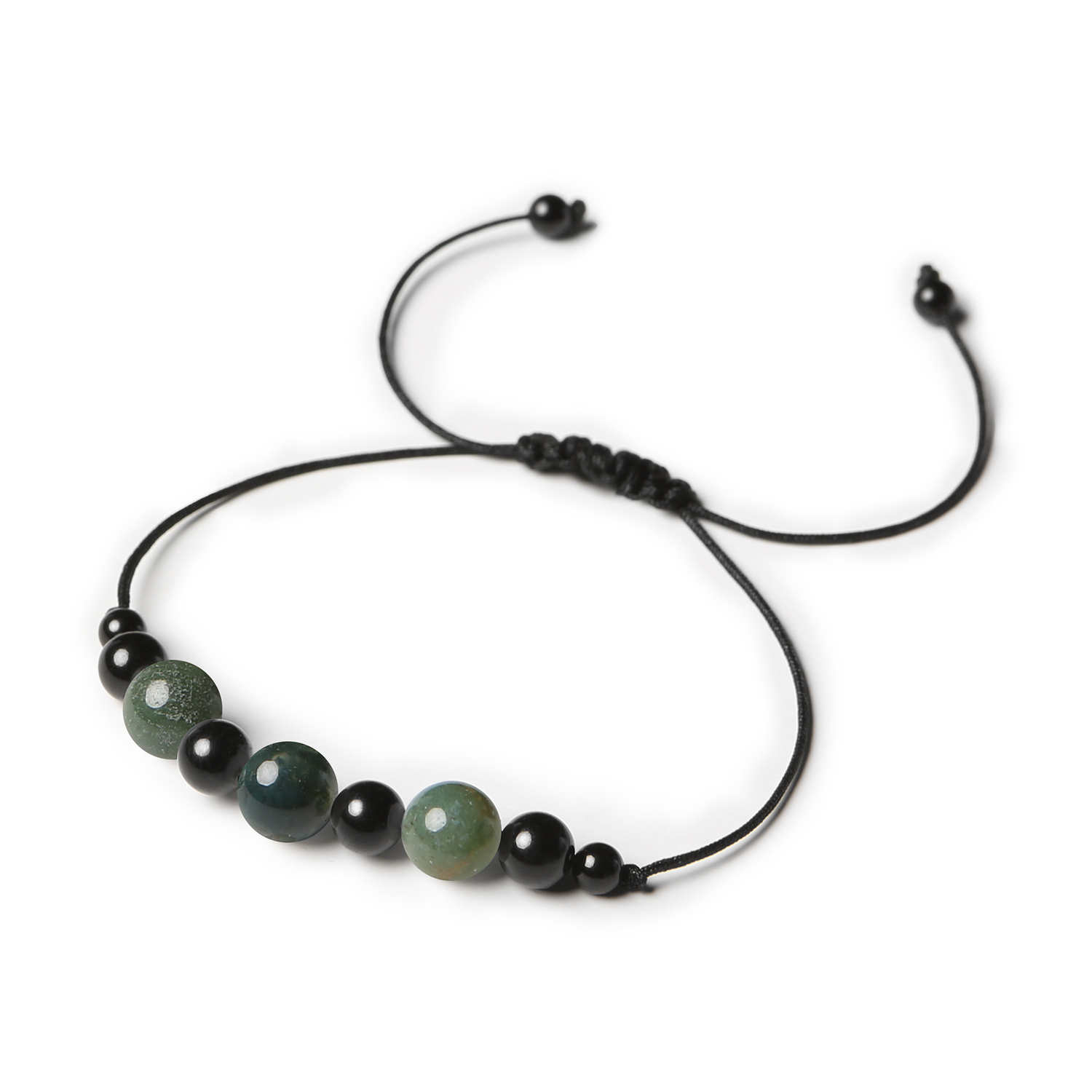 Kolekcja Haka bransoletka na sznurku z Agatem Mszystym i Turmalinem, idealna dla niej i dla niego Elegancka bransoletka z kolekcji Haka, z naturalnym agatem mszystym i turmalinem, dostępna dla kobiet i mężczyzn.