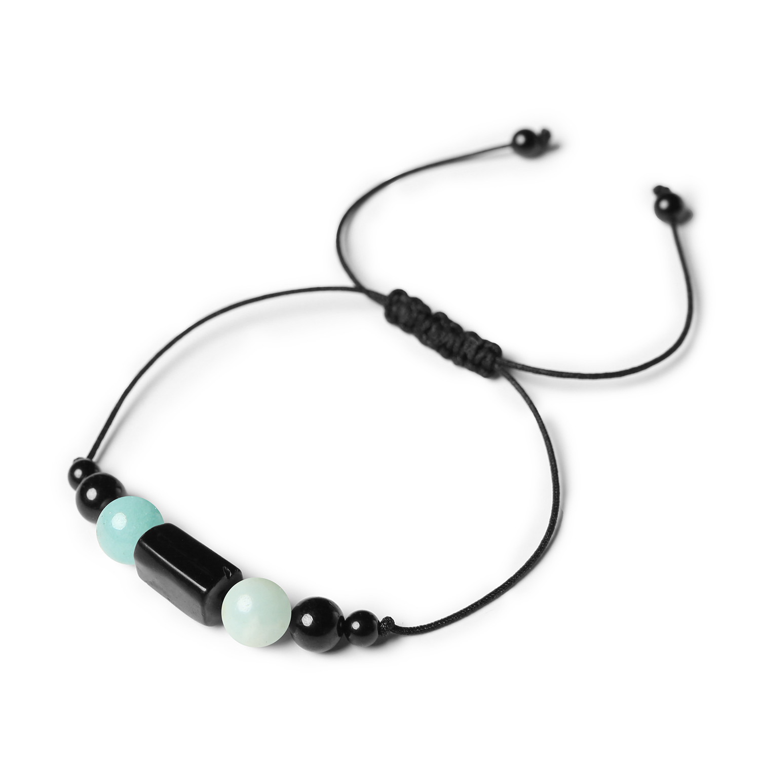 Kolekcja Inare - bransoletka na sznurku z jasnym amazonitem i turmalinem, idealna dla kobiet i mężczyzn Elegancka bransoletka z naturalnych kamieni w kolekcji Inare - jasny amazonit i turmalin, unisex.