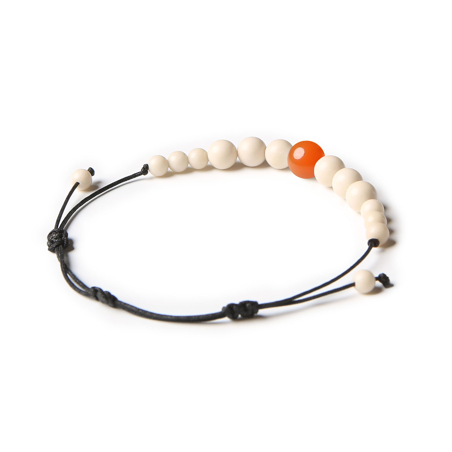 Elegancka bransoletka na sznurku z karneolem i kamieniem rzecznym z kolekcji Jaue dla każdego.