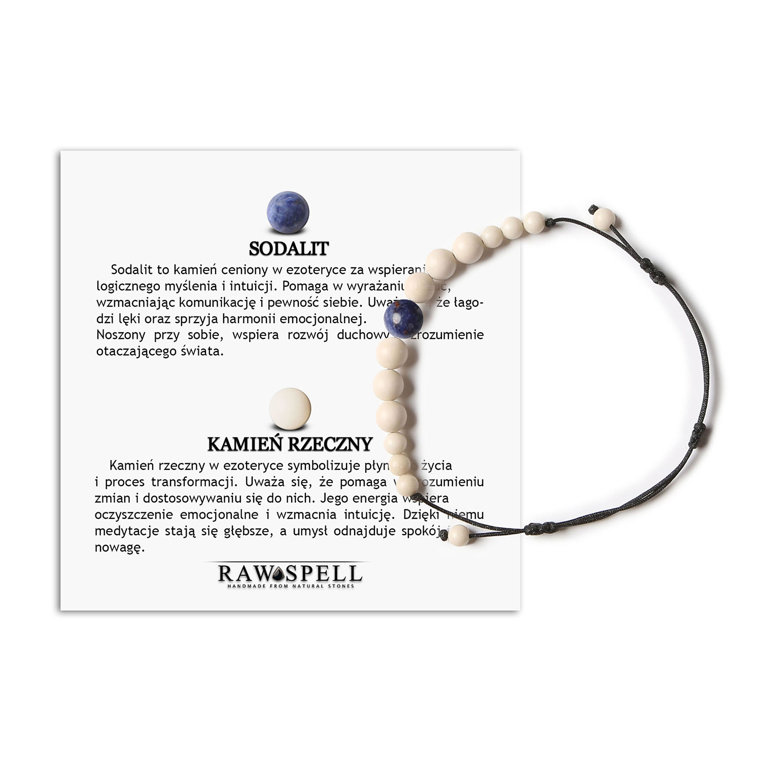 Kolekcja Jaue bransoletka na sznurku z sodalitem i kamieniem rzecznym, dostępna dla damskich i męskich stylizacji Bransoletka Jaue z sodalitem i kamieniem rzecznym - stylowy dodatek dla każdego.