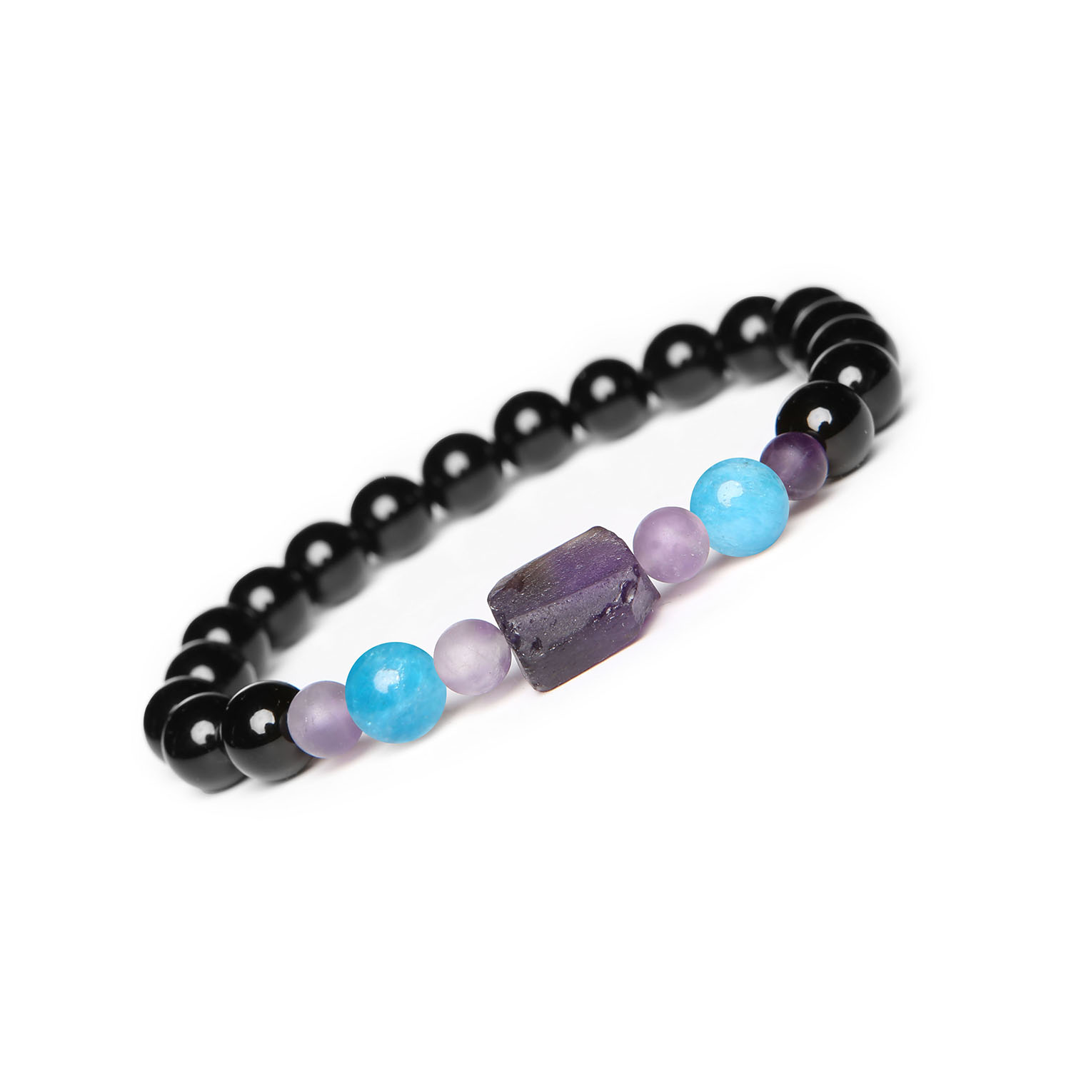 Kolekcja Kema Bransoletka z Apatytem, Ametystem i Onyks, idealna dla kobiet i mężczyzn Bransoletka z kolekcji Kema, wykonana z naturalnych kamieni: apatytu, ametystu i onyksu. Idealna dla kobiet i mężczyzn.