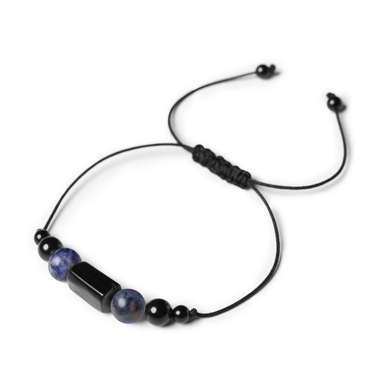 Ręcznie robiona bransoletka na sznurku z sodalitem i turmalinem, idealna dla kobiet i mężczyzn Bransoletka męska i damska z kolekcji Inare wykonana z naturalnych kamieni – sodalitu i turmalinu.