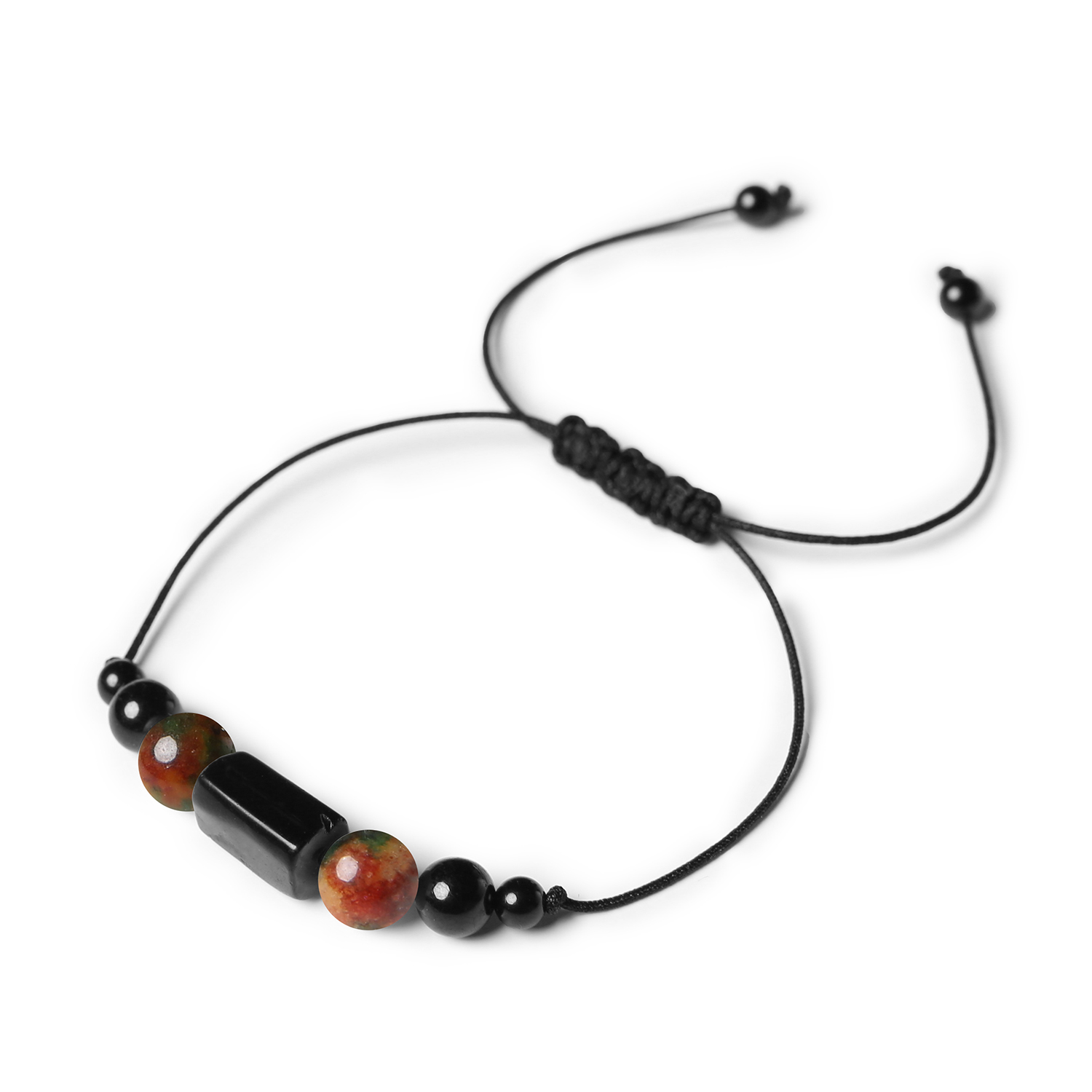 Stylowa bransoletka Inare na sznurku z agatami i turmalinami, dostępna dla kobiet i mężczyzn Stylowa bransoletka Inare na sznurku z agatami i turmalinami, dostępna dla kobiet i mężczyzn.