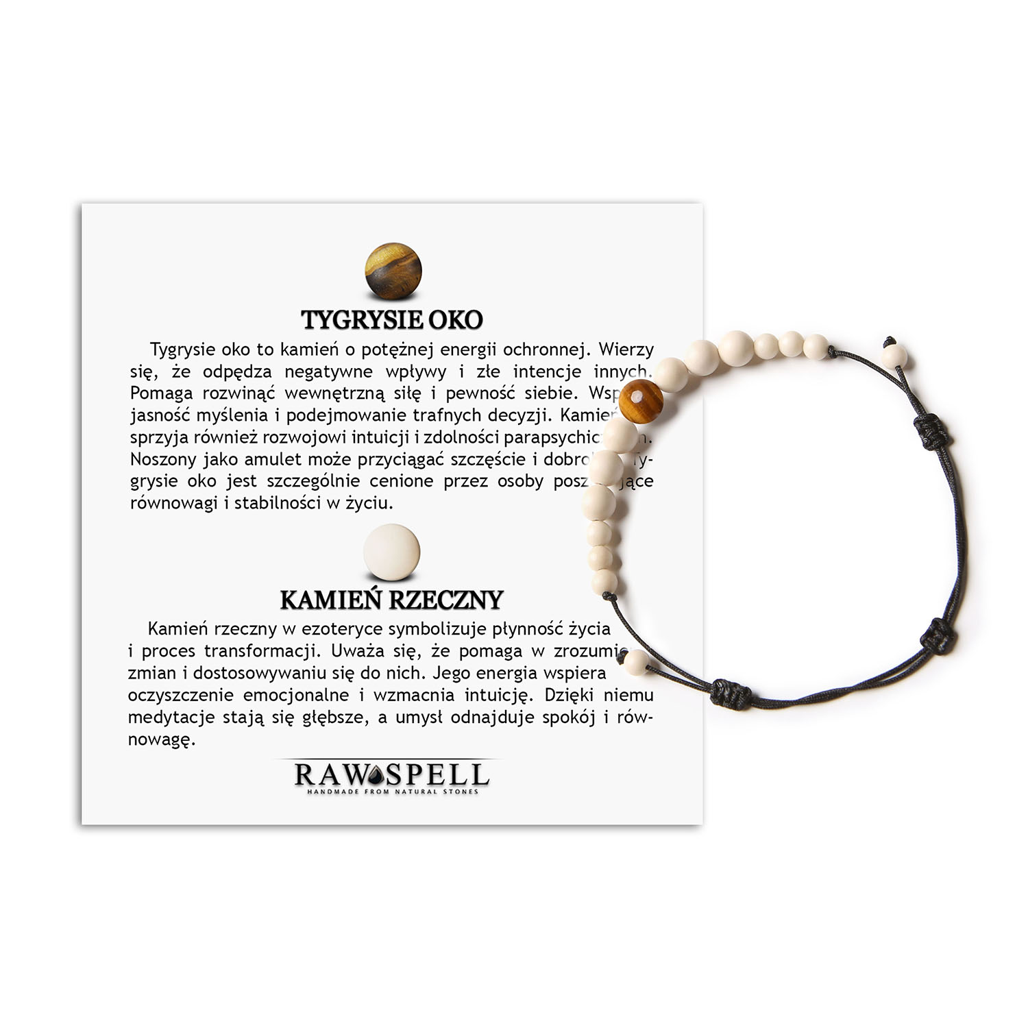 Stylowa bransoletka na sznurku Jaue z Tygrysim Okiem i Kamieniem Rzecznym, idealna dla każdego Stylowa bransoletka Jaue z kamieniami naturalnymi, w tym Tygrysim Okiem i Kamieniem Rzecznym, idealna dla kobiet i mężczyzn.