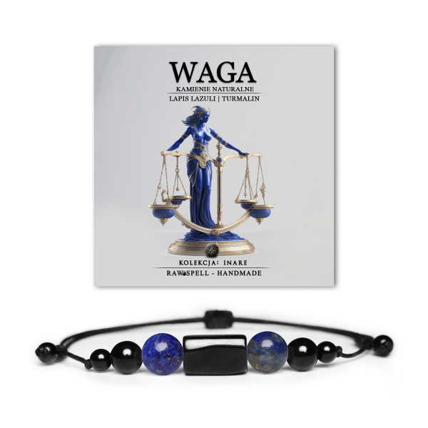 Waga! Odkryj bransoletkę na sznurku z Lapis Lazuli i Turmalinem. Idealny wybór dla miłośników eleganckiej biżuterii.