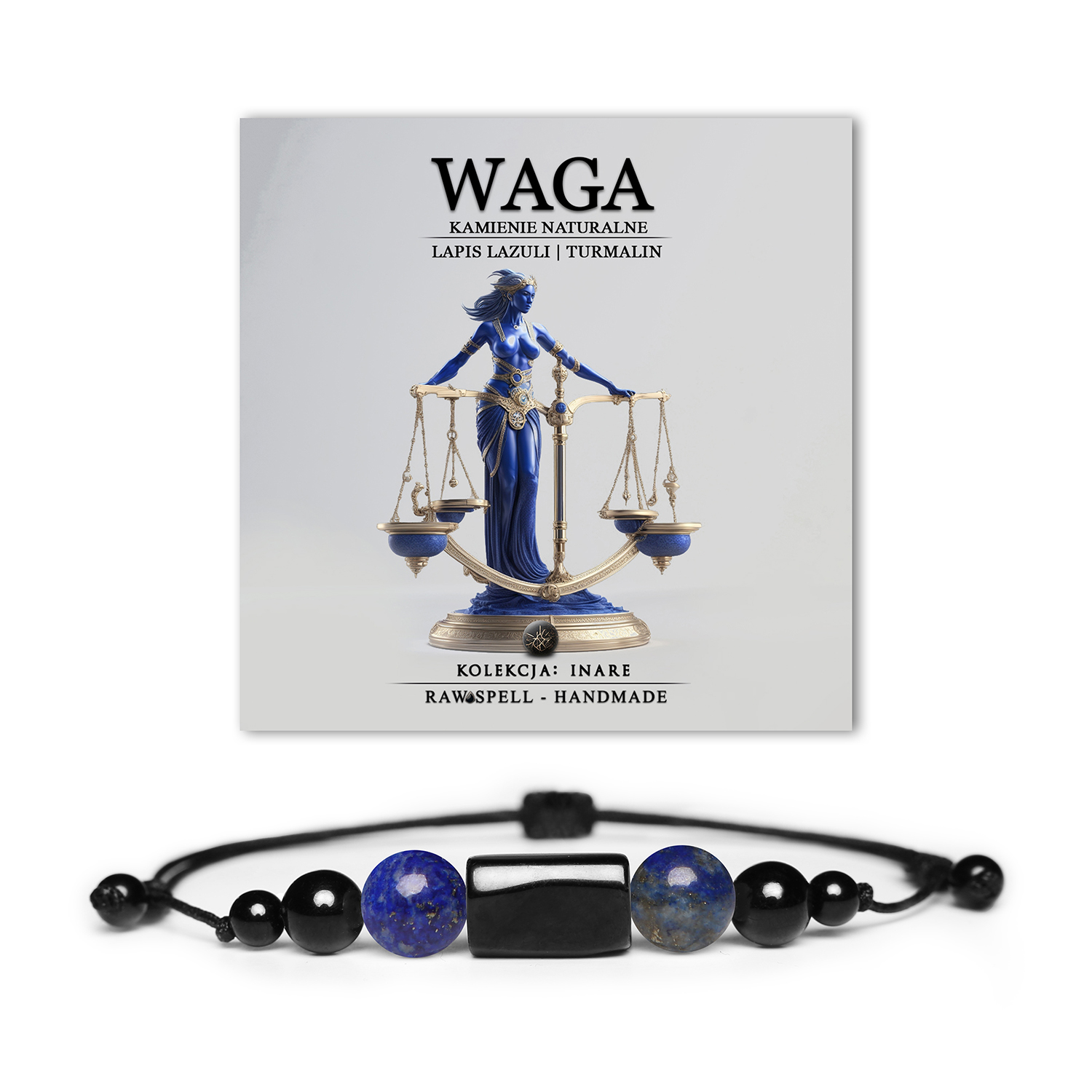 Waga! Odkryj bransoletkę na sznurku z Lapis Lazuli i Turmalinem. Idealny wybór dla miłośników eleganckiej biżuterii.