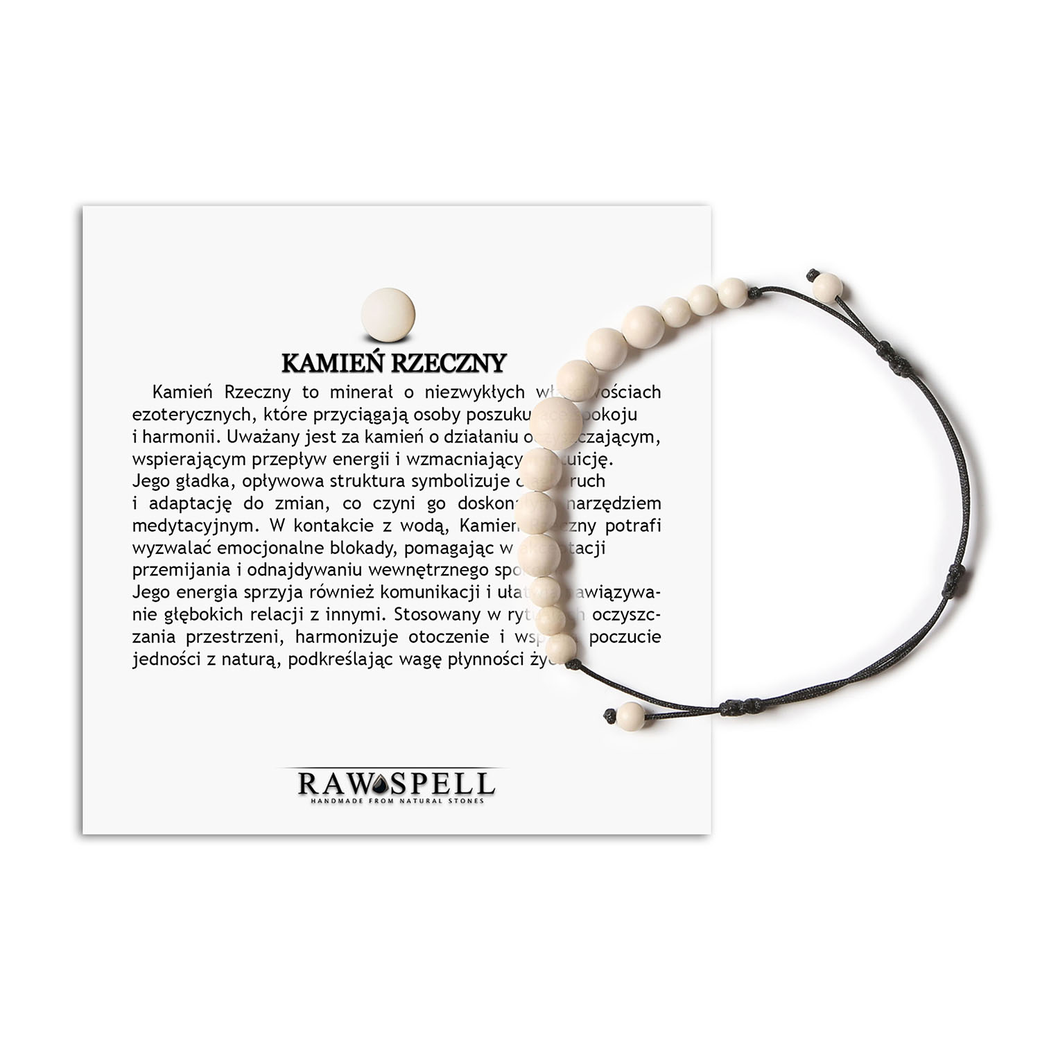 Stylowa bransoletka na sznurku z kamieniem rzecznym, dostępna w wersji damskiej i męskiej Bransoletka Jaue z naturalnym kamieniem rzecznym, unisex, idealna dla kobiet i mężczyzn.