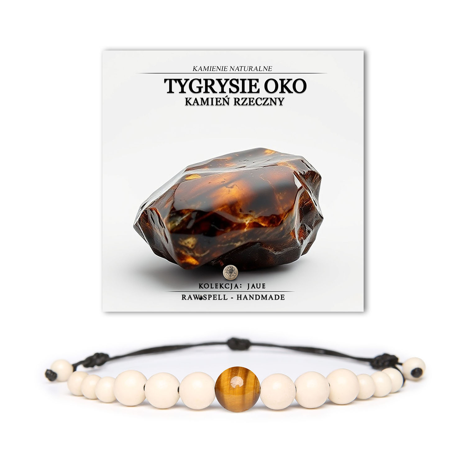 Bransoletka z kolekcji Jaue z naturalnymi kamieniami: Tygrysie Oko i Kamień Rzeczny, dostępna w wersji damskiej i męskiej