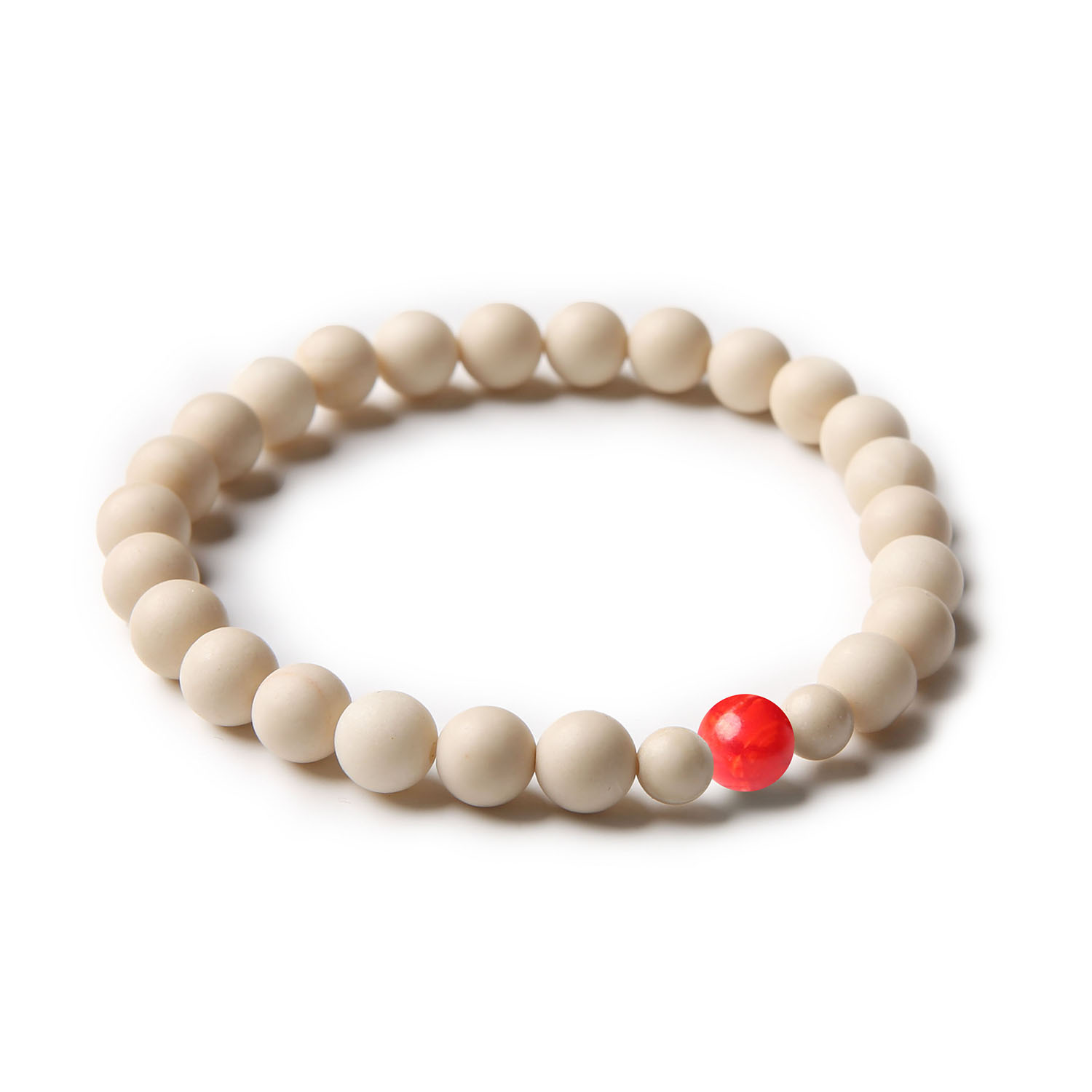 modna bransoletka Binthe z naturalnych kamieni, w tym czerwonego agatu crackle i kamienia rzecznego, doskonała dla obu płci.