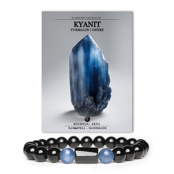 Bransoletka Arsil. Unikalna kolekcja dla tych, którzy cenią naturalne piękno. Turmalin, kyanit i onyks - trzy kamienie w jednym stylowym designie.