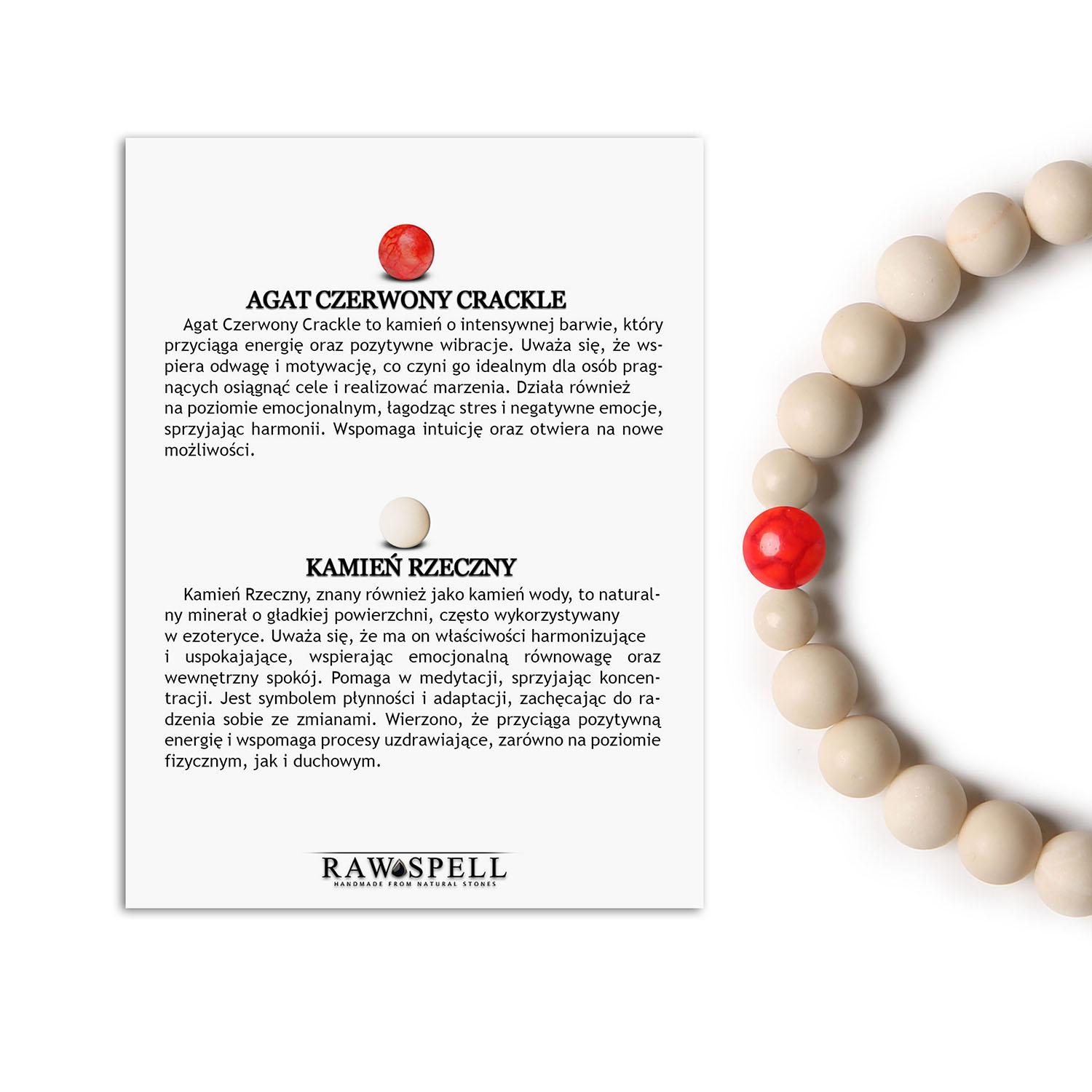 Binthe Bransoletka - Kamień Rzeczny, Agat Czerwony Crackle, wyjątkowa ozdoba dla Kobiet i Mężczyzn Stylowa bransoletka Binthe z czerwonym agatem crackle oraz kamieniem rzecznym, stworzona z myślą o kobietach i mężczyznach.