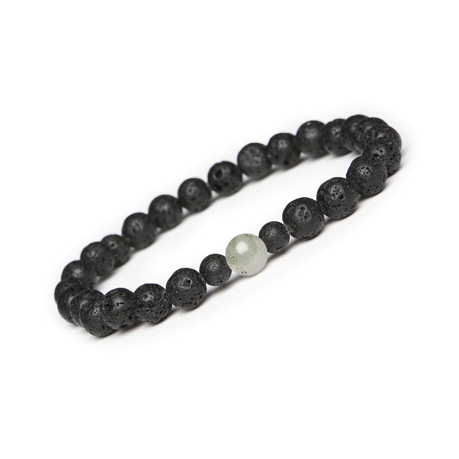 Binthe - Bransoletka na gumce z kolekcji Heliotrop dla kobiet i mężczyzn Uniwersalna bransoletka Binthe z heliotropu i lawy wulkanicznej, doskonała dla kobiet i mężczyzn.