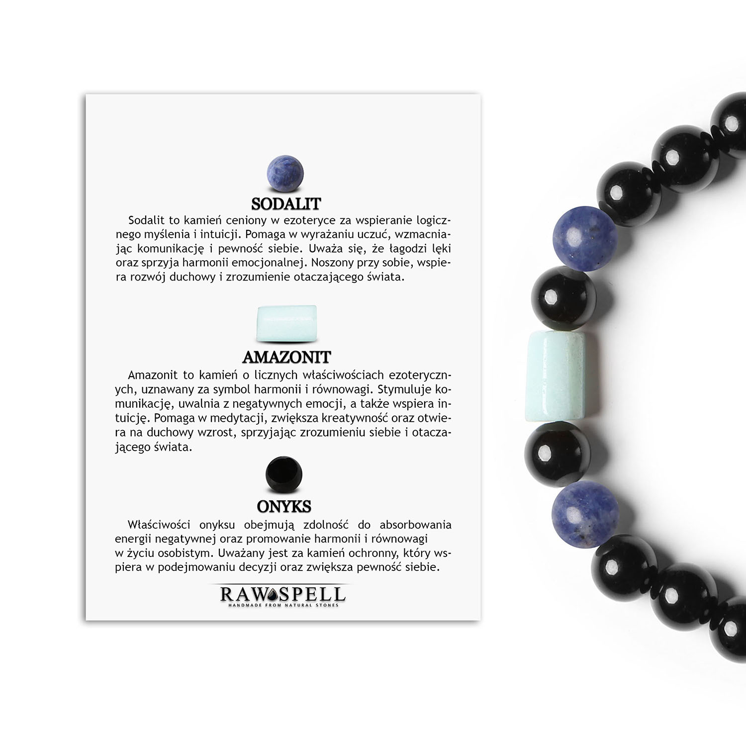 Biżuteria Laeri Bransoletka z Sodalitem Amazonitem i Onyksem dla każdego Kolekcja Laeri: bransoletka z sodalitem, amazonitem i onyksami, stworzona z myślą o kobietach i mężczyznach, którzy pragną eleganckiego stylu.