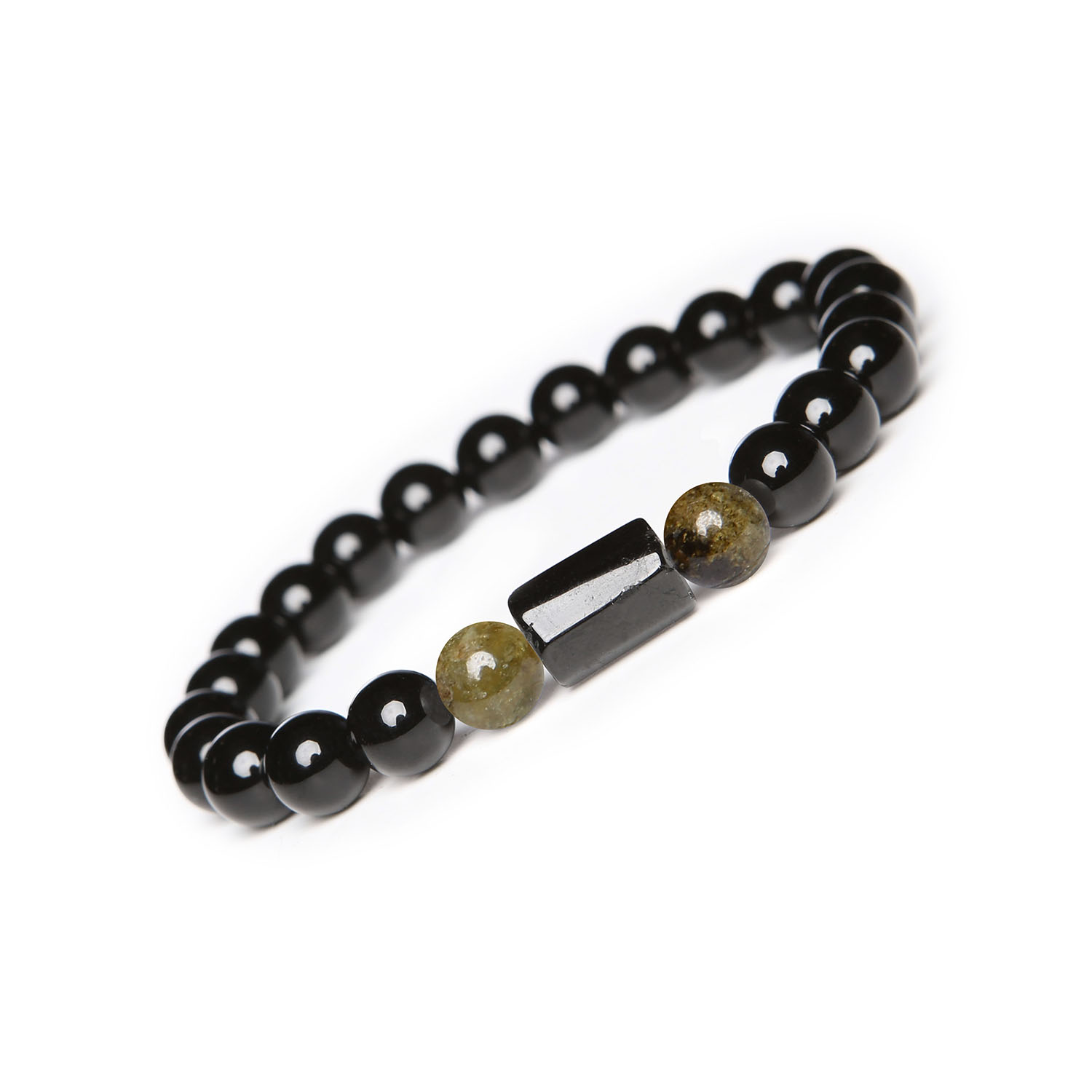 Bransoletka Arsil - Kolekcja Granat Zielony, Turmalin, Onyks - Universalna dla kobiet i mężczyzn Elegancka bransoletka z kamieniami naturalnymi - granat zielony, turmalin i onyks, kolekcja Arsil dla wszystkich.