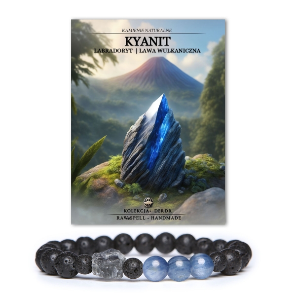 Unikalna bransoletka Derdr z kyanitem, labradorytem i lawą wulkaniczną, stworzona z myślą o kobietach i mężczyznach.
