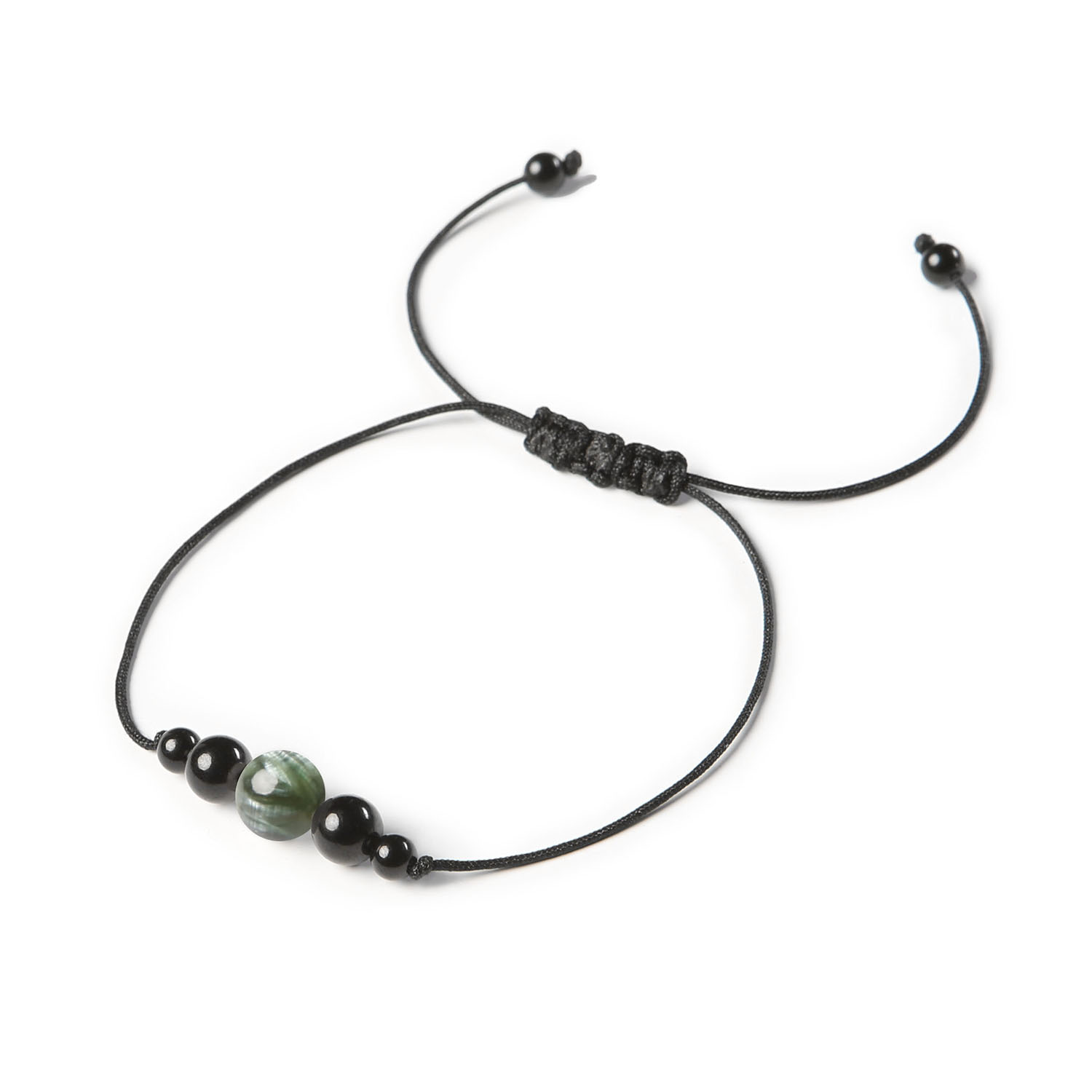 Bransoletka Garie z serafinitu i turmalinu na sznurku, uniwersalna dla kobiet i mężczyzn Bransoletka Garie z serafinitu i turmalinu, piękno naturalnych kamieni w modnym designie, przeznaczona dla obu płci.