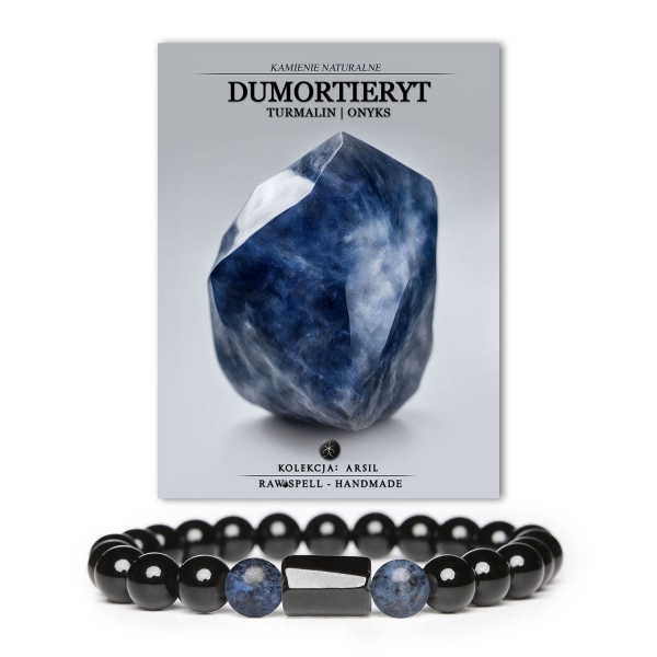 Kolekcja Arsil prezentuje wyjątkową bransoletkę z kamieniami naturalnymi: dumortierytem, turmalinem i onyksem, odpowiednią dla każdego, niezależnie od płci.