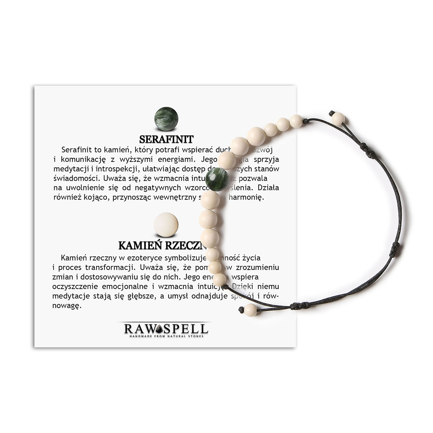 Bransoletka dla kobiet i mężczyzn z kolekcji Jaue, wykonana z serafinitu i kamienia rzeczego Elegancka bransoletka Jaue z serafinitu i kamienia rzecznego, stworzona z kamieni naturalnych, dla kobiet i mężczyzn, którzy cenią unikalny styl.