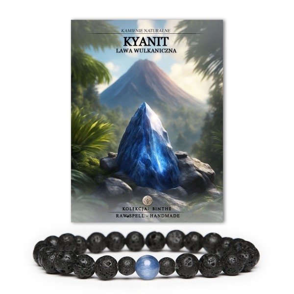 Bransoletka Binthe z kyanitu i lawy wulkanicznej – elegancki dodatek dla każdego, bez względu na płeć.