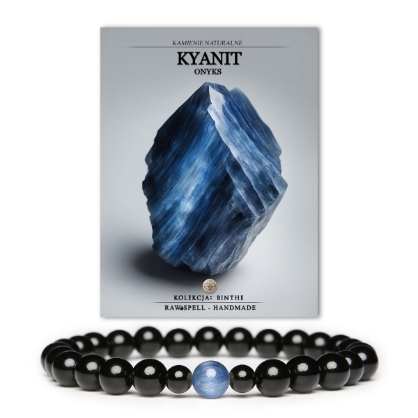 Bransoletka Binthe z naturalnymi kamieniami – kyanit i onyks, unisex sprzęt do stylizacji dla każdego.