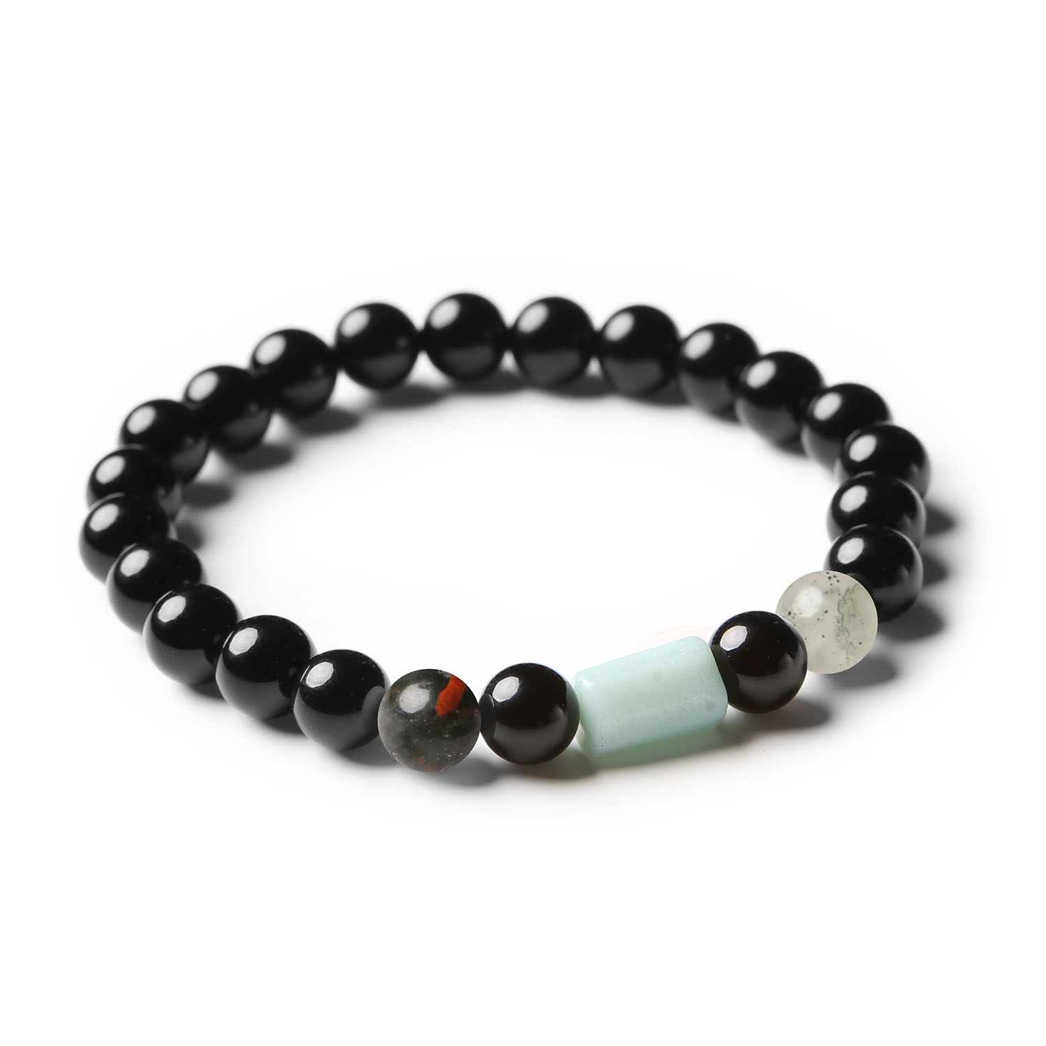 Modna bransoletka Laeri z kamieniami naturalnymi - heliotrop, amazonit, onyks, stworzona dla każdego.