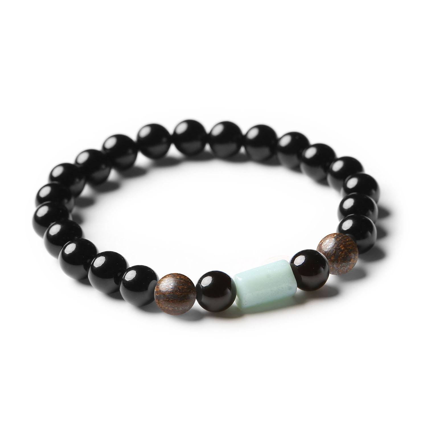 Elegancka bransoletka z kamieniami naturalnymi - bronzyt, amazonit i onyks - z kolekcji Laeri, dostępna dla każdego.