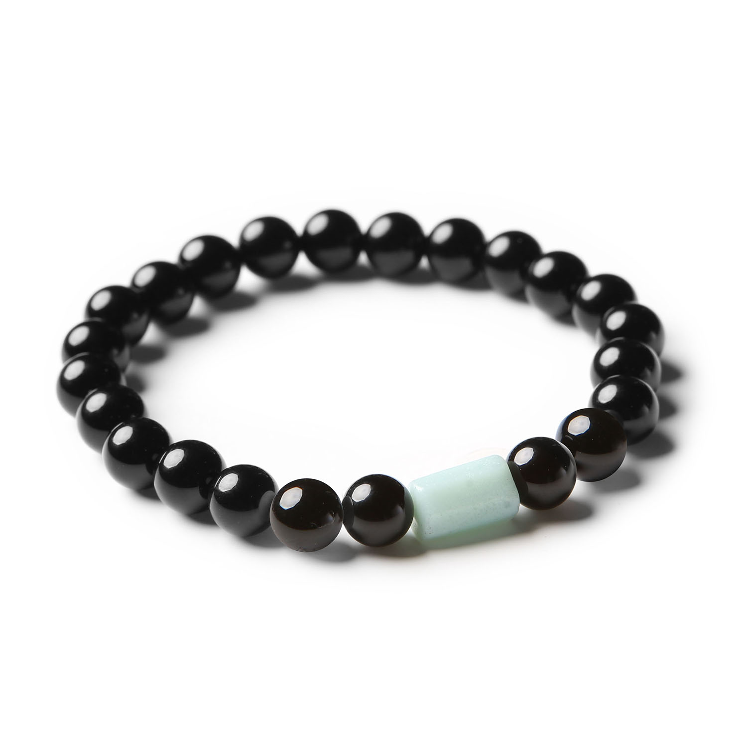 Naturalne kamienie onyks i amazonit w bransoletce Laeri, doskonała dla kobiet i mężczyzn.