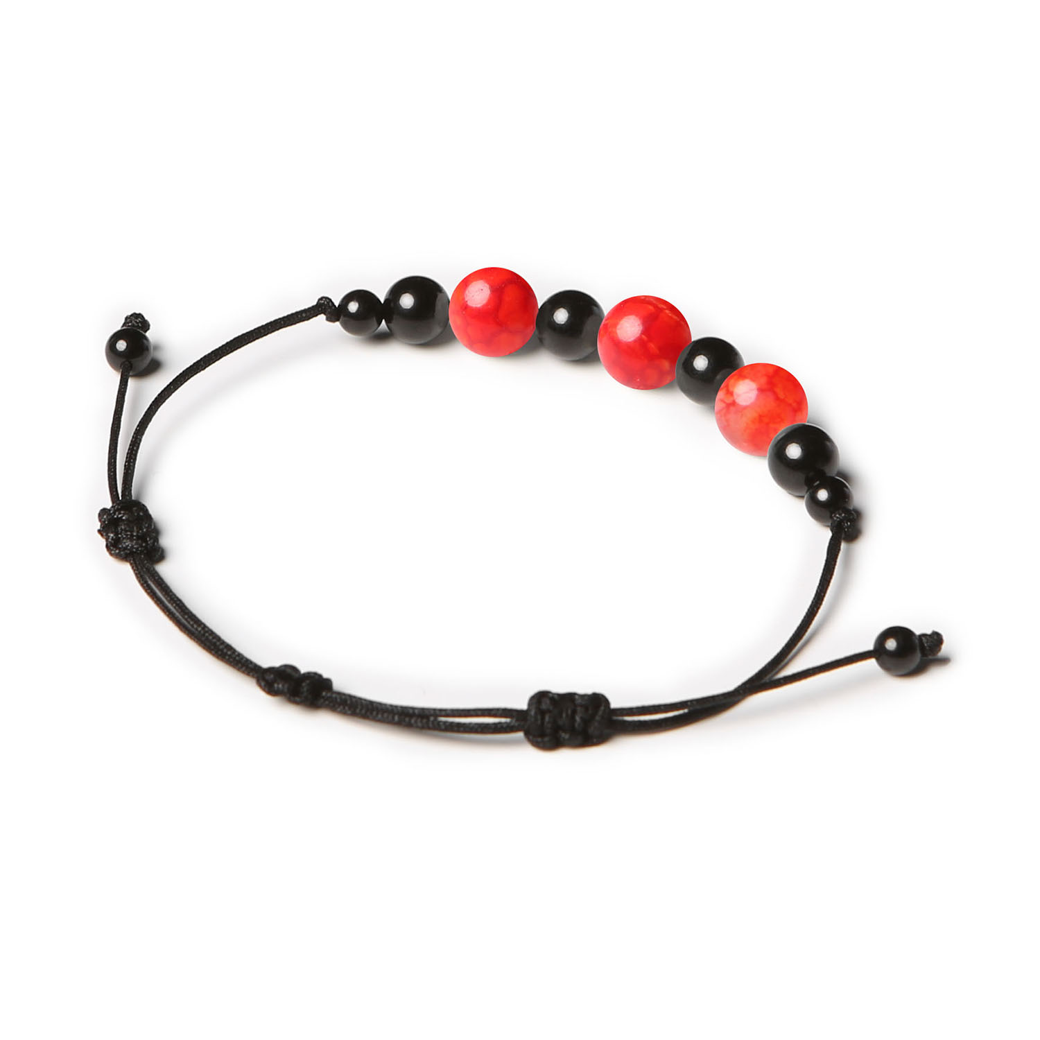 Naturalna bransoletka z kolekcji Haka, z czerwonym agatem crackle oraz turmalinem, przeznaczona dla kobiet i mężczyzn.