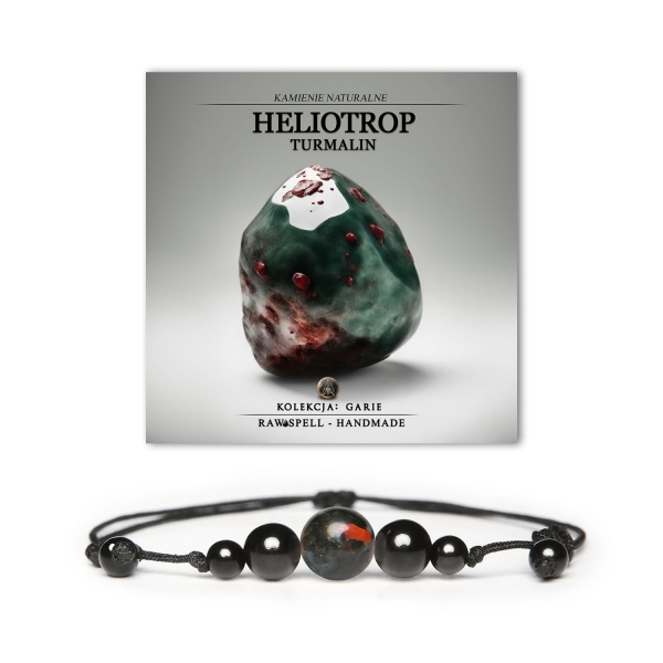 Bransoletka z kolekcji Garie, wykonana z kamieni naturalnych - heliotropu i turmalinu, idealna dla kobiet i mężczyzn.