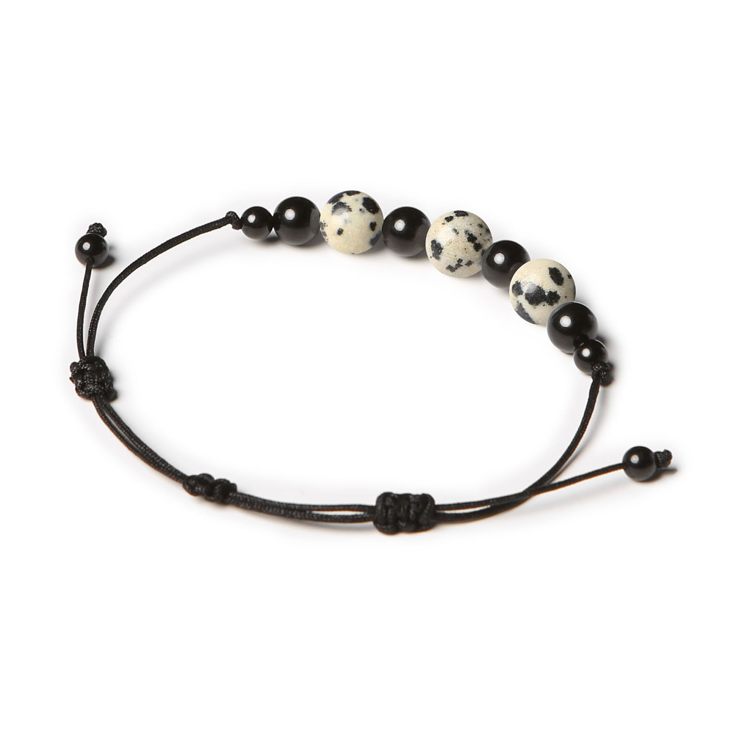 Kolekcjonerska bransoletka Haka z jaspisem dalmatyńskim i turmalinem, stworzona z myślą o kobietach i mężczyznach ceniących naturalne piękno.