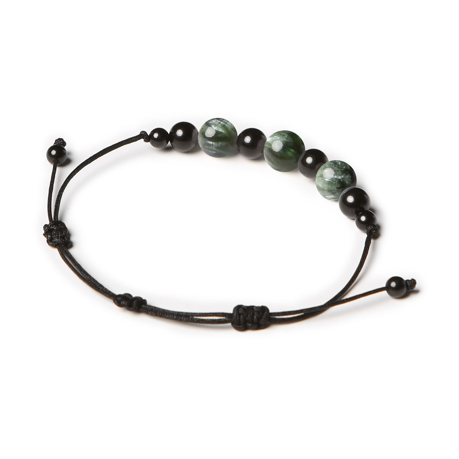 Modna bransoletka z kolekcji Haka, z kamieniami serafinit i turmalin, stworzona z myślą o kobietach i mężczyznach.