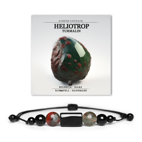 Elegancka bransoletka Inare wykonana z heliotrope i turmalinu, dedykowana zarówno kobietom, jak i mężczyznom.
