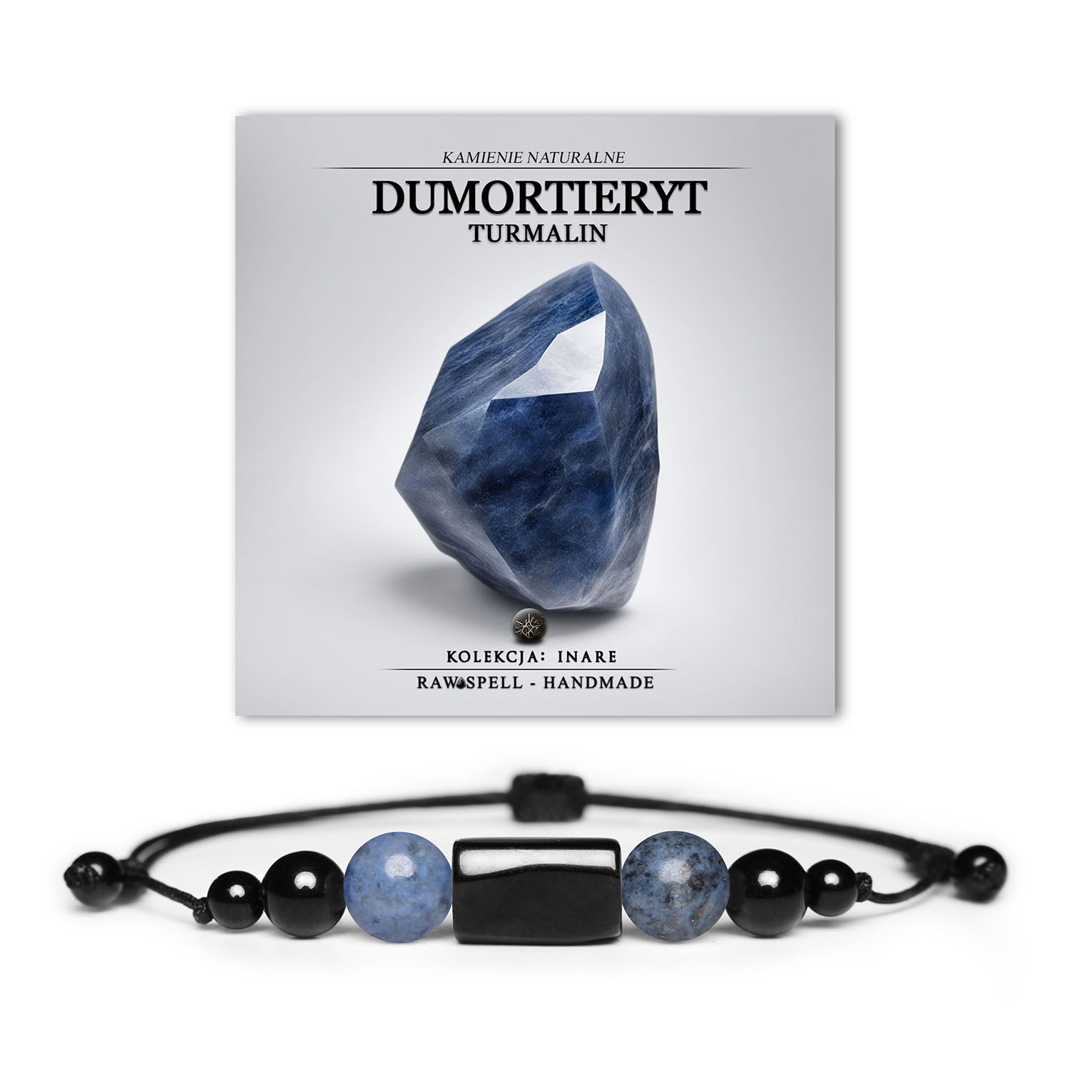 Bransoletka z kamieniami naturalnymi - dumortierytem i turmalinem - z kolekcji Inare, dostępna dla obu płci.