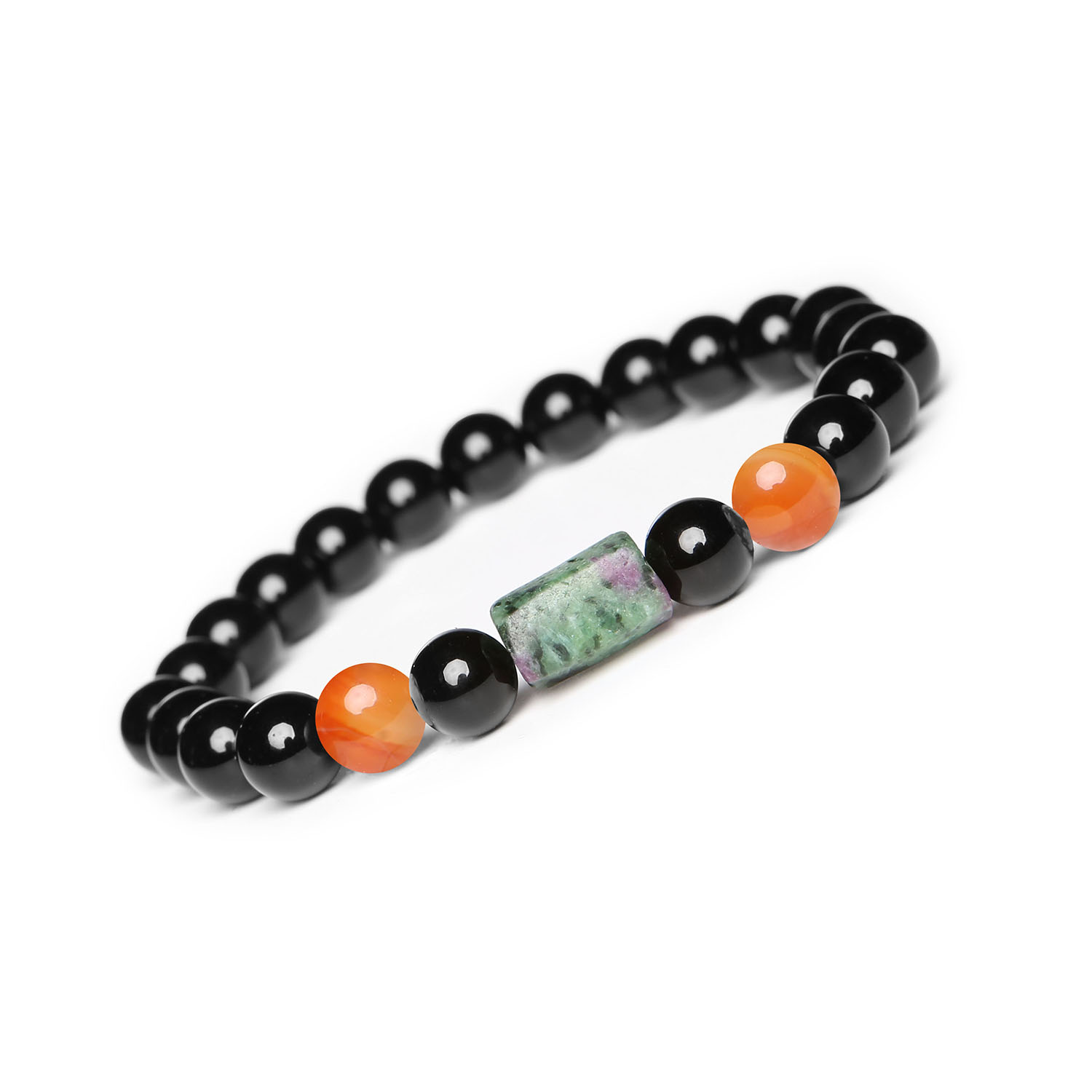 Bransoletka z kolekcji Laeri z kamieniem zoisytem i rubinem oraz onyksem Zdobądź wyjątkową bransoletkę z kolekcji Laeri, która łączy naturalne kamienie z pięknem i elegancją. Idealna dla kobiet i mężczyzn, którzy cenią sobie oryginalność i wyjątkowość.