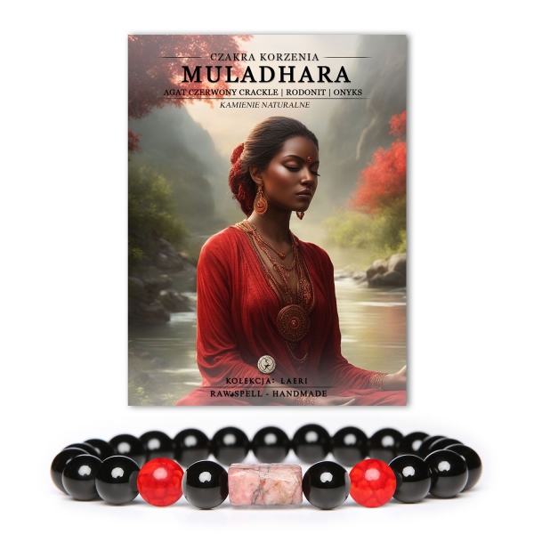 Elegancka bransoletka z kamieniami naturalnymi, w tym ametystem, rodonitem i onyksem, inspirowana czakrą korony Sahasrara.