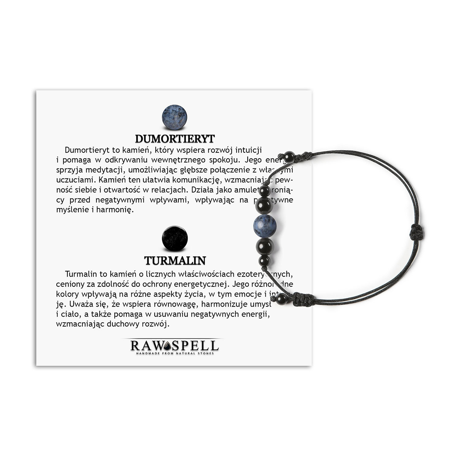 Doskonała bransoletka na sznurku z kolekcji Garie z dumortierytem oraz turmalinem, stworzona dla kobiet i mężczyzn Elegancka bransoletka dla kobiet i mężczyzn z kolekcji Garie, stworzona z dumortierytu i turmalinu.