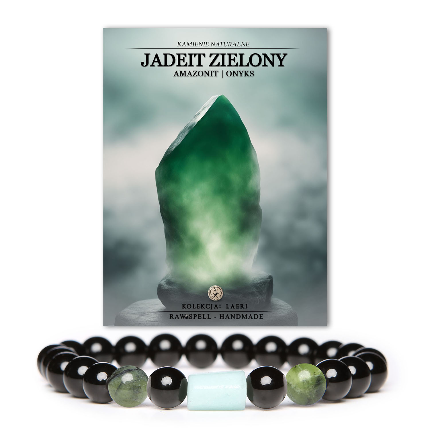 Naturalna bransoletka z kolekcji Laeri - kamienie: jadeit i amazonit