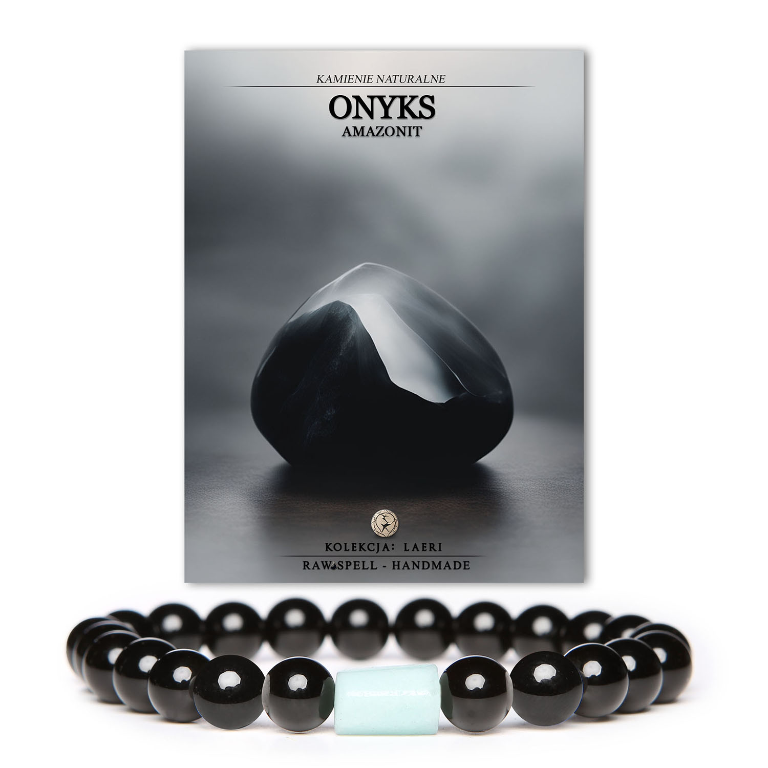 Bransoletka Laeri z onyksami i amazonitem, elegancka biżuteria dla każdego - mężczyzn i kobiet.