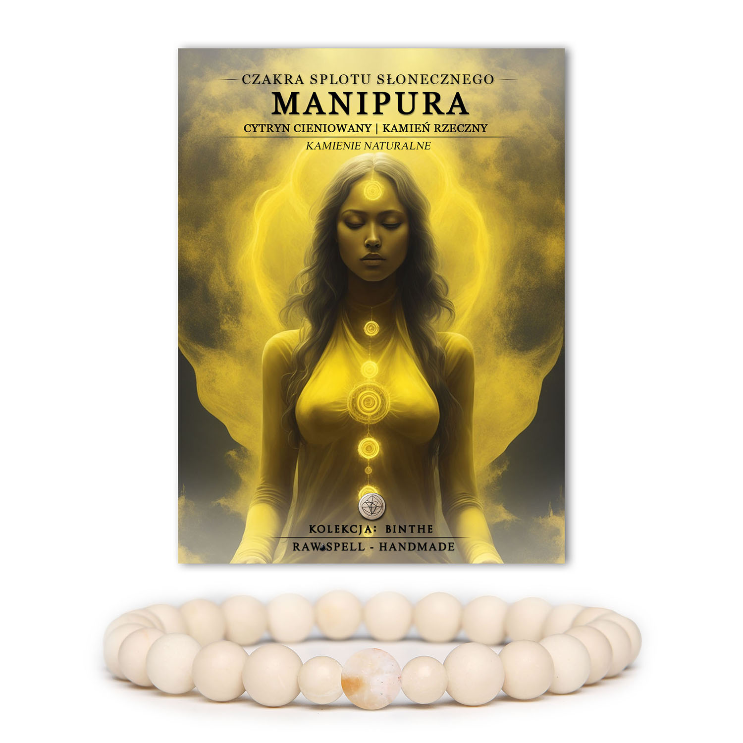 Bransoletka z naturalnych kamieni w kolorze pomarańczowym z czakrą sakralną Svadhisthan i karneolem, z kolekcji Binthe.