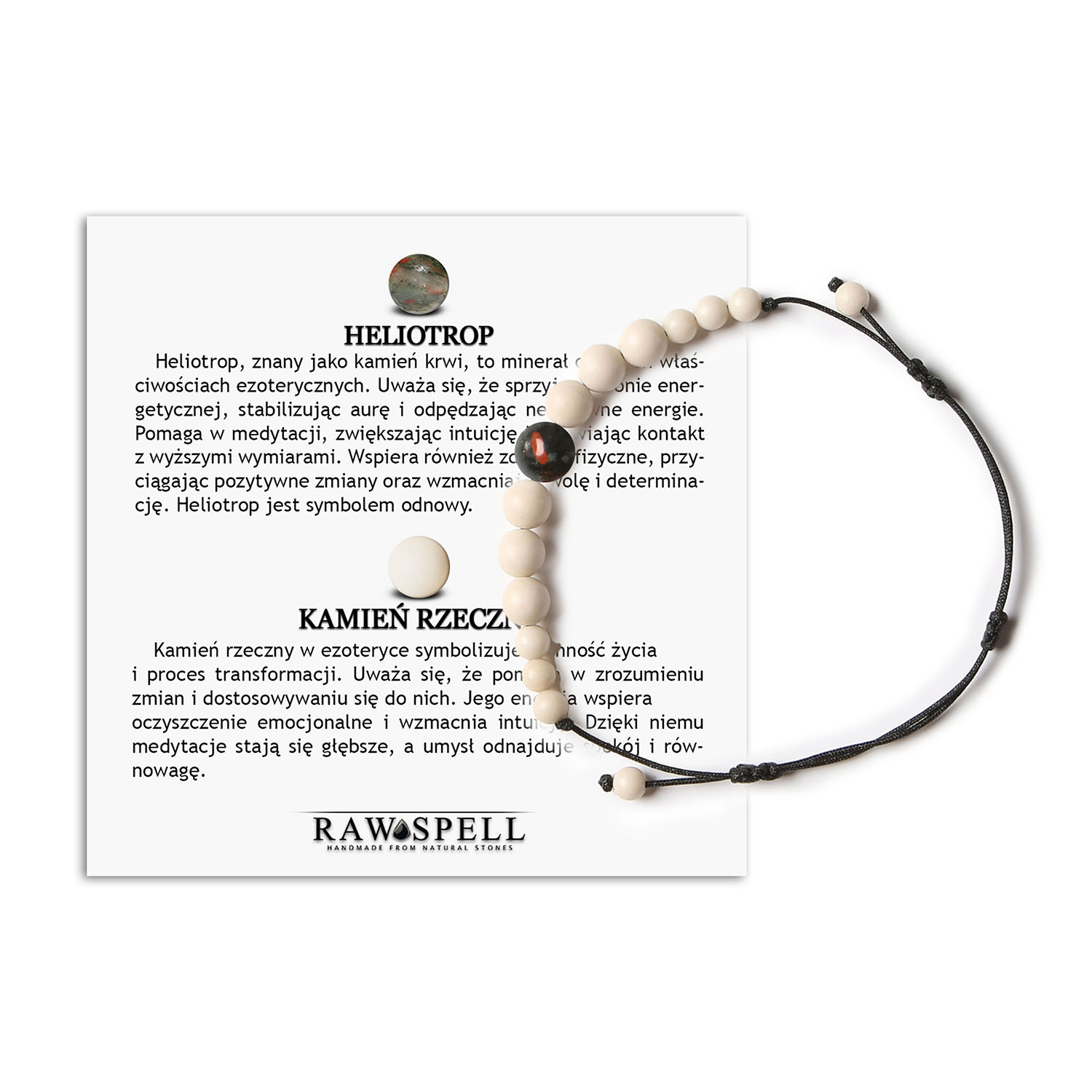 Elegancka bransoletka z kolekcji Jaue, wykonana z Heliotropu z Kamieniem Rzecznym, idealna dla Kobiet i Mężczyzn Bransoletka dla Kobiet z kolekcji Jaue, Naturalnie Piękny Kamień Tekst Obrazka: Bransoletka dla Kobiet z kolekcji Jaue, Heliotrop i Kamienie