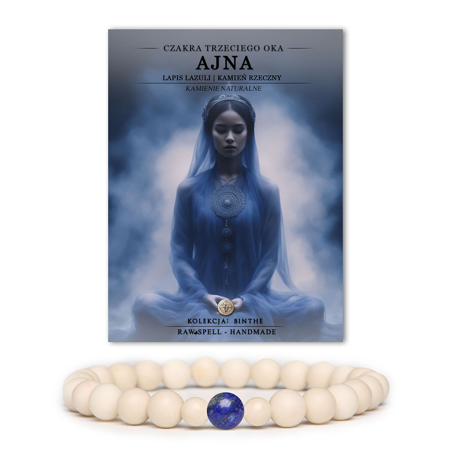 Ręcznie wykonana bransoletka z kamieni szlachetnych, z energią czakry Ajna i Lapis Lazuli, idealna dla miłośników naturalnych dodatków.