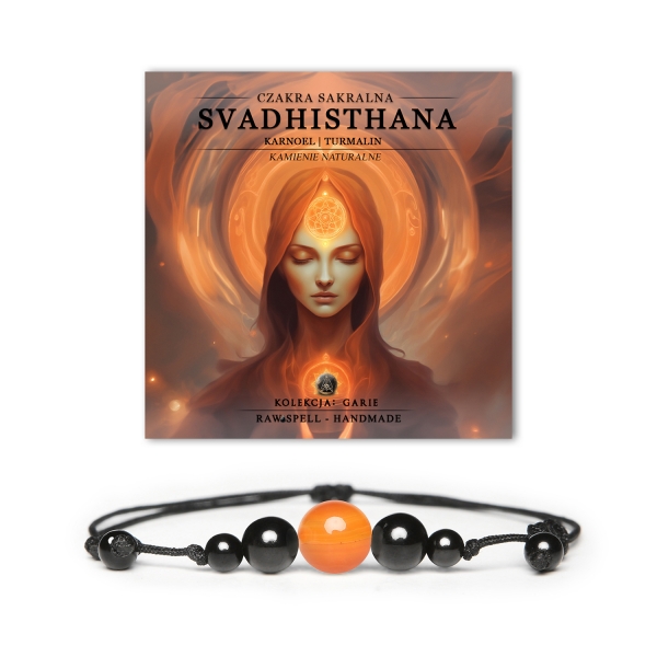 Bransoletka z naturalnych kamieni: czakra sakralna Svadhisthan oraz karneol, wyróżniająca się wyjątkowym designem z kolekcji Garie.