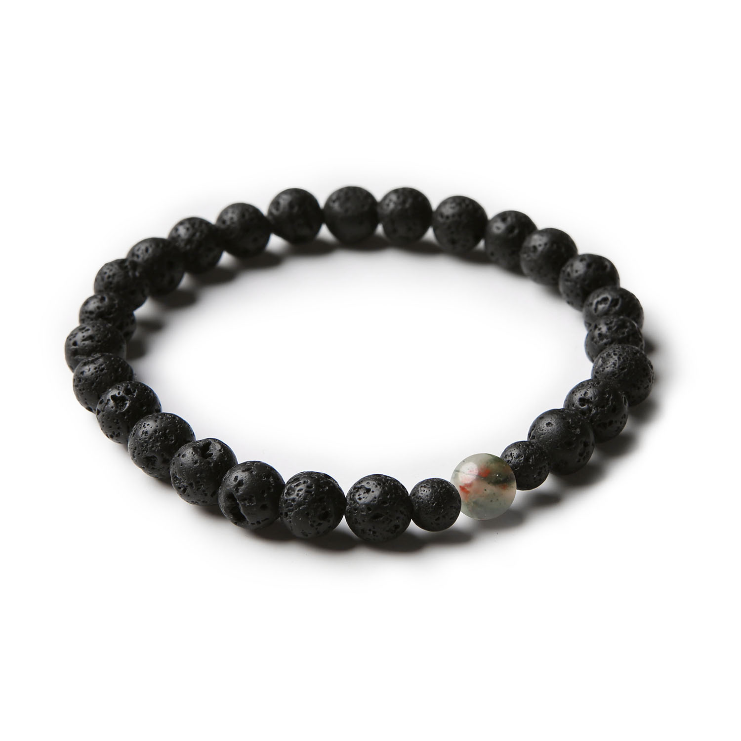 Bransoletka Binthe z kamieni naturalnych: heliotrop i lawa wulkaniczna, unisex, idealna dla kobiet i mężczyzn.